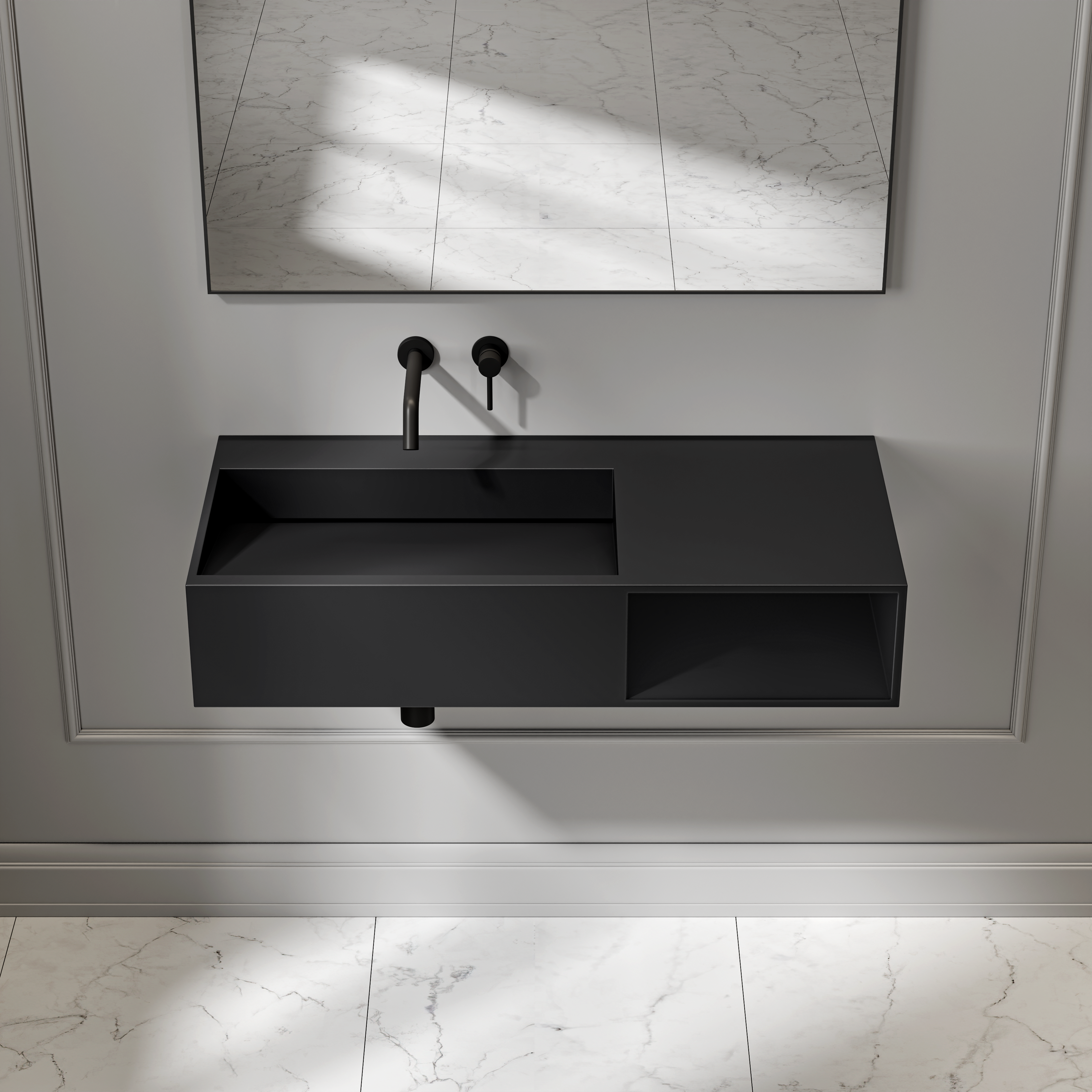 Gilbert Stone Basin Matte Black 1000mm