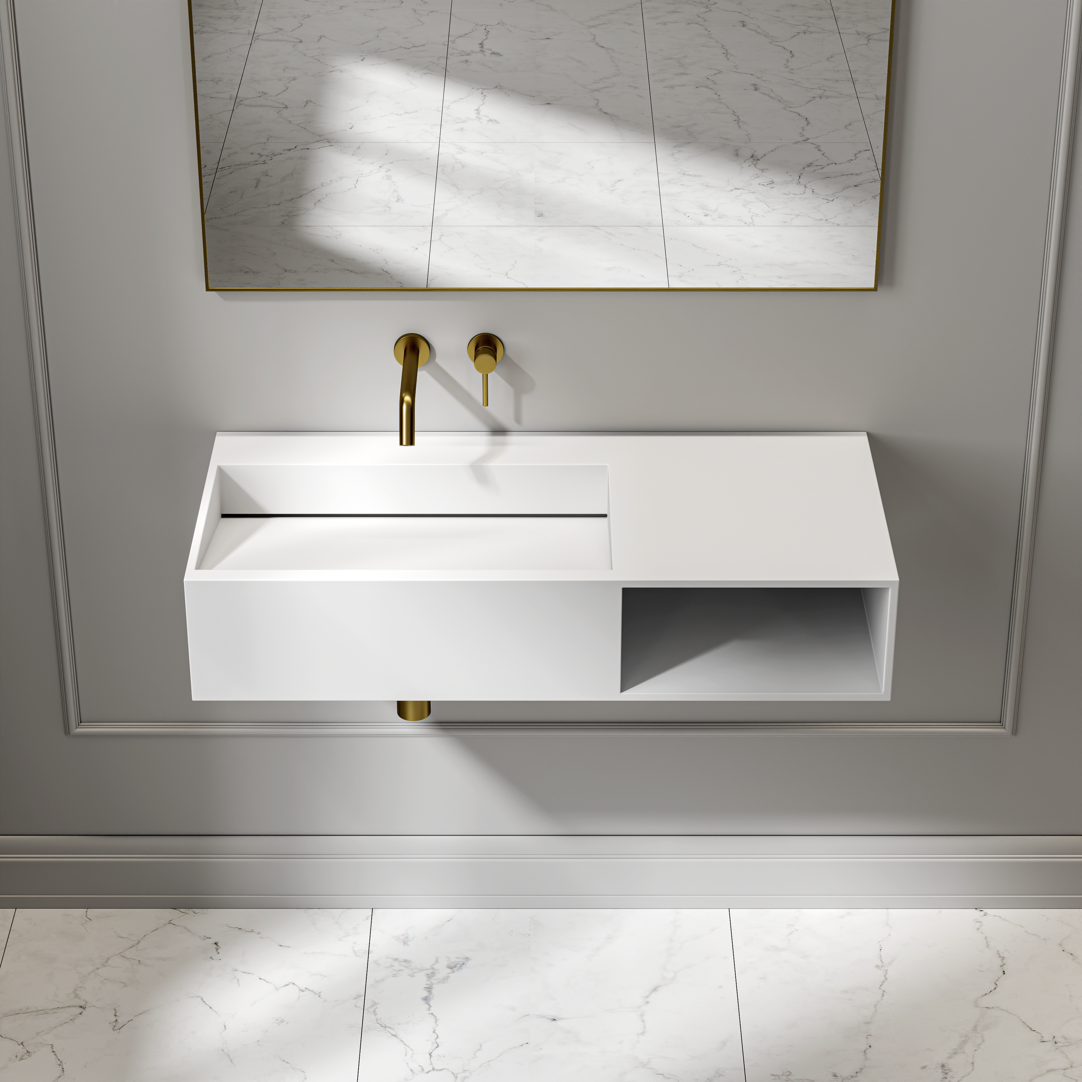 Gilbert Stone Basin Matte White 1000mm