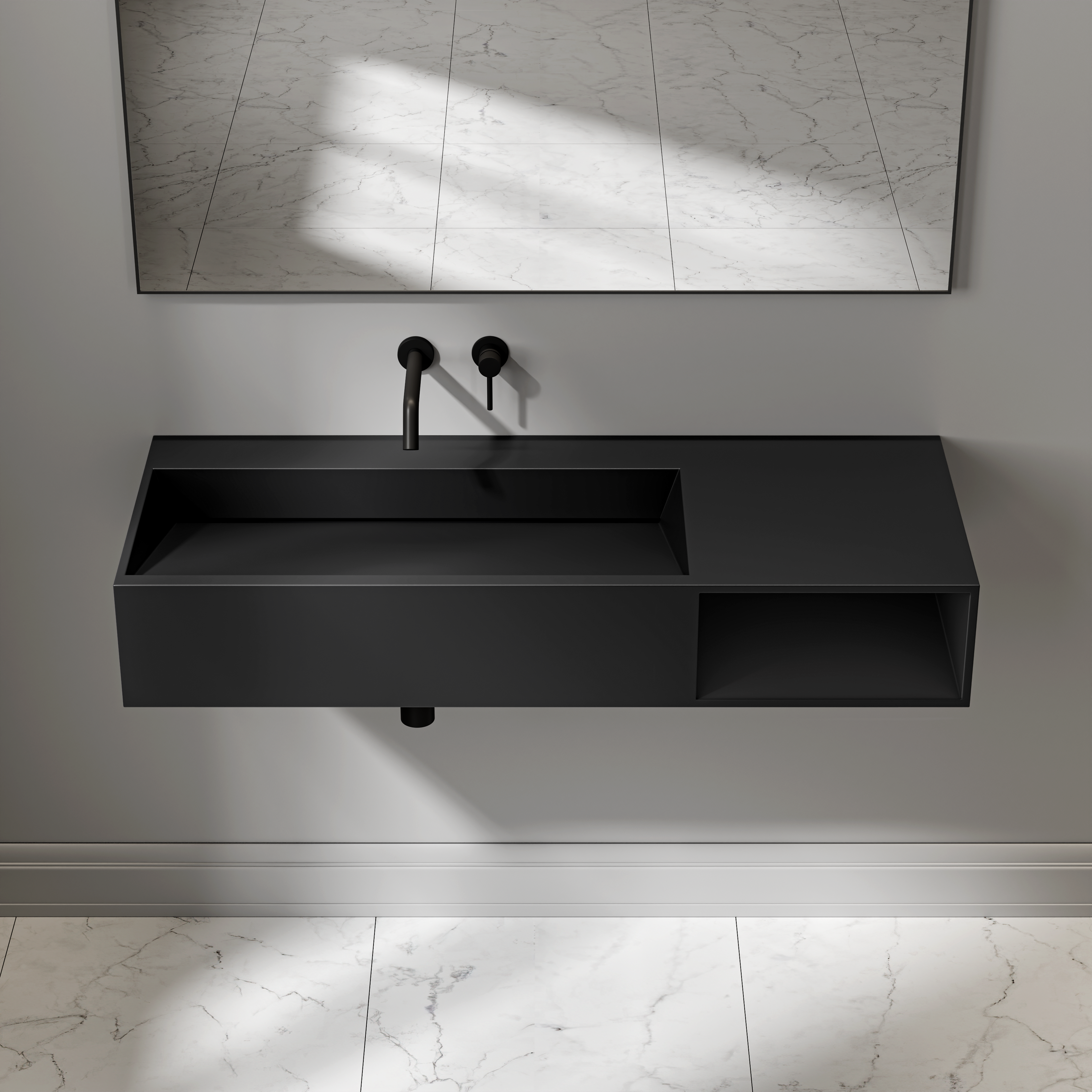 Gilbert Stone Basin Matte Black 1200mm