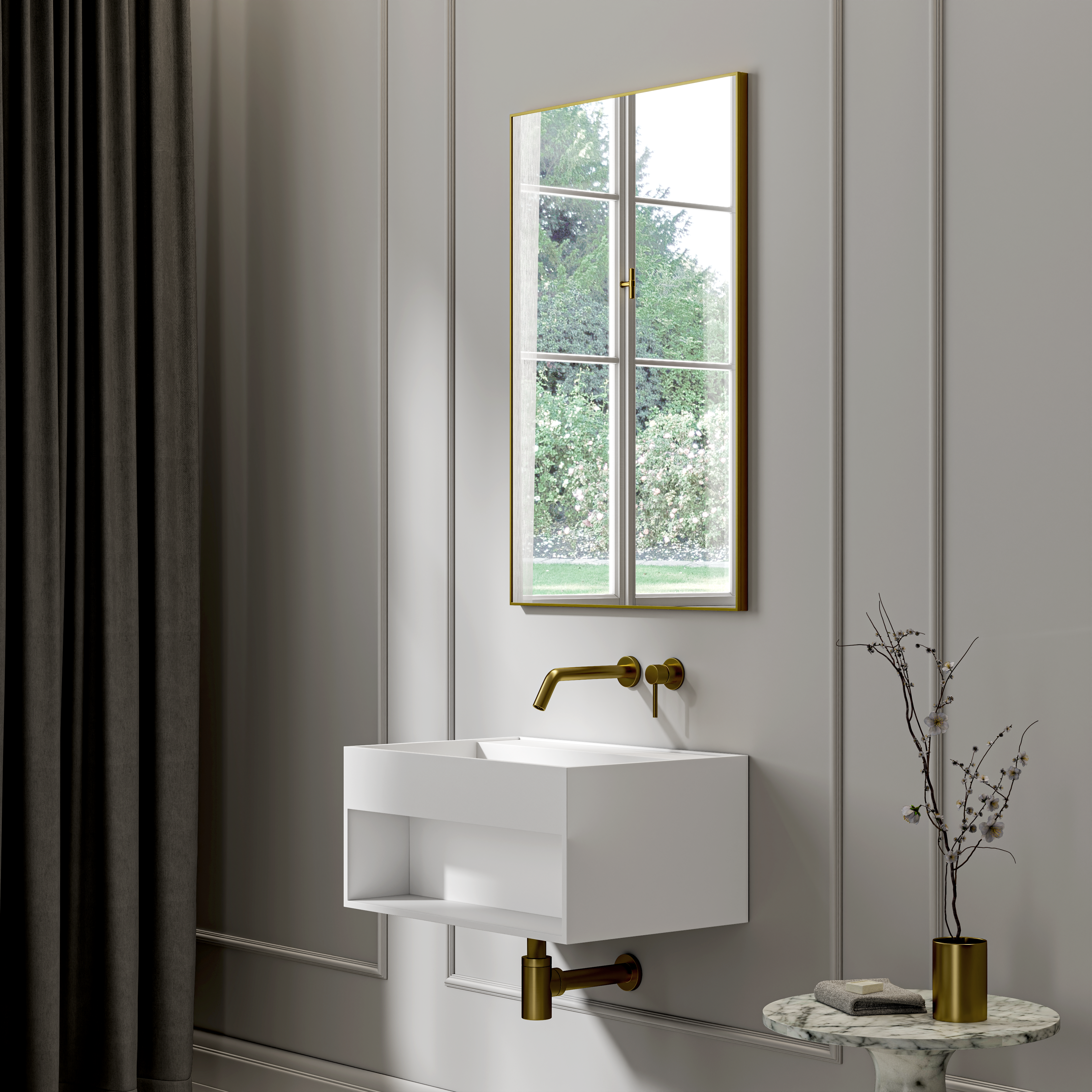 Milton Wall Hung Stone Basin Matte White 600mm