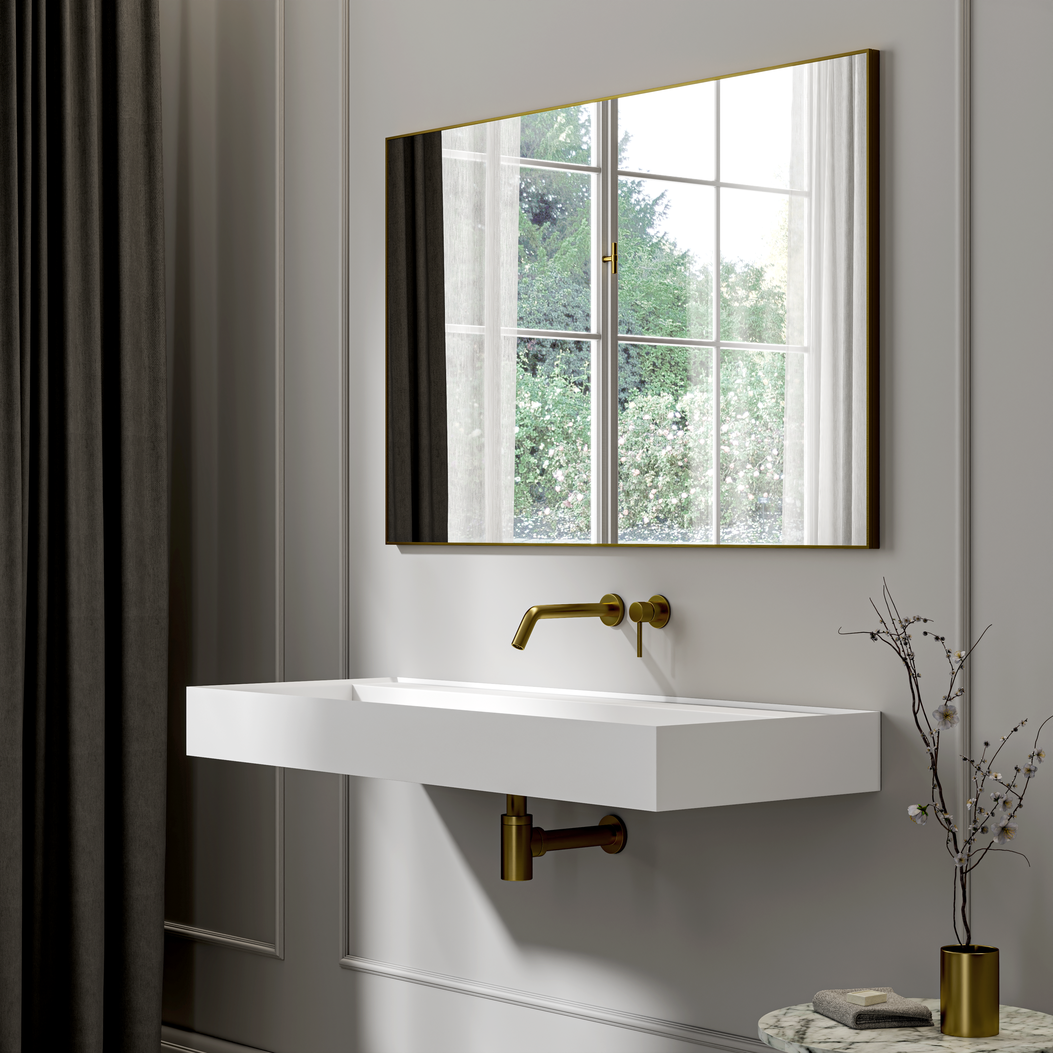 Sutton Wall Hung Stone Basin Matte White 1200mm