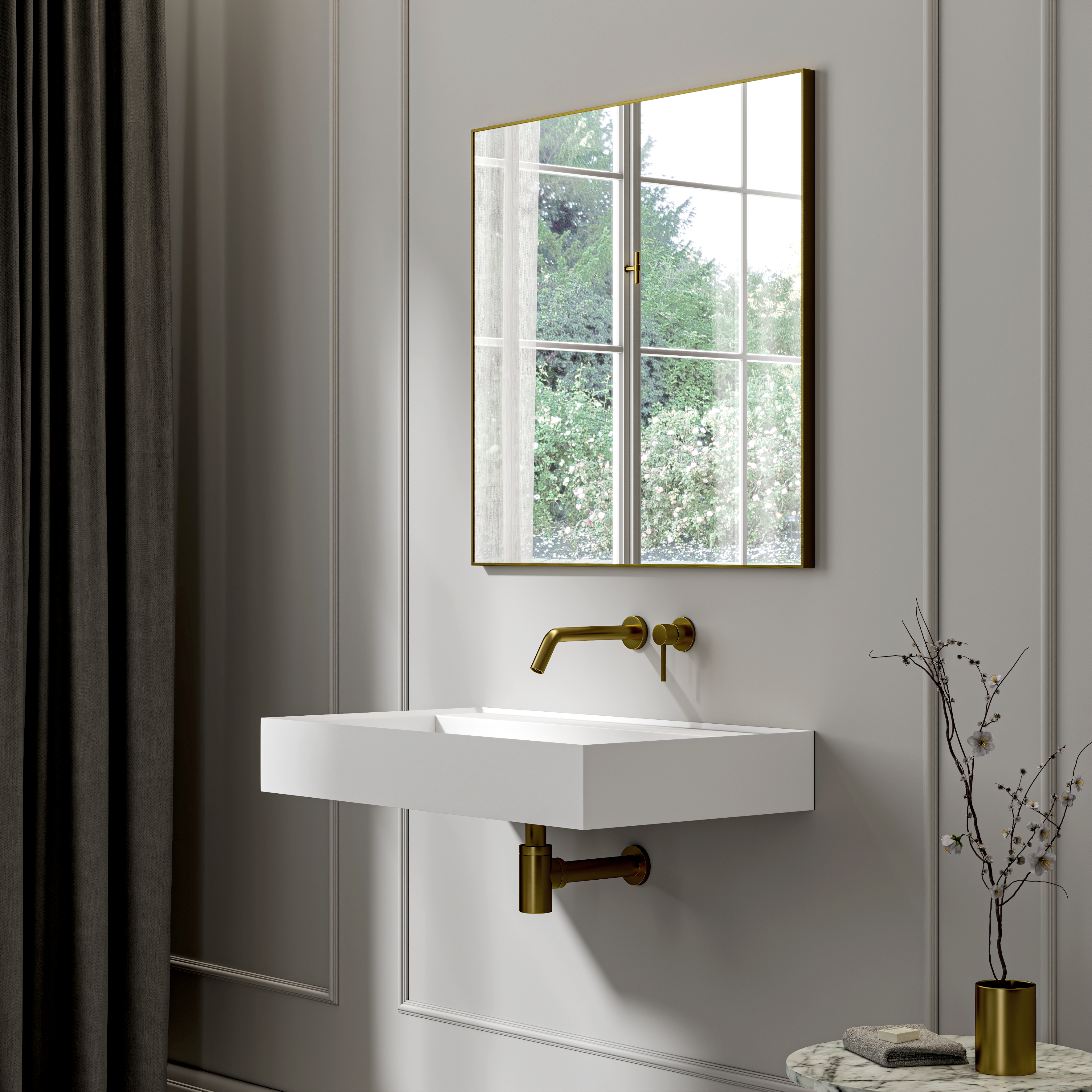 Sutton Wall Hung Stone Basin Matte White 800mm