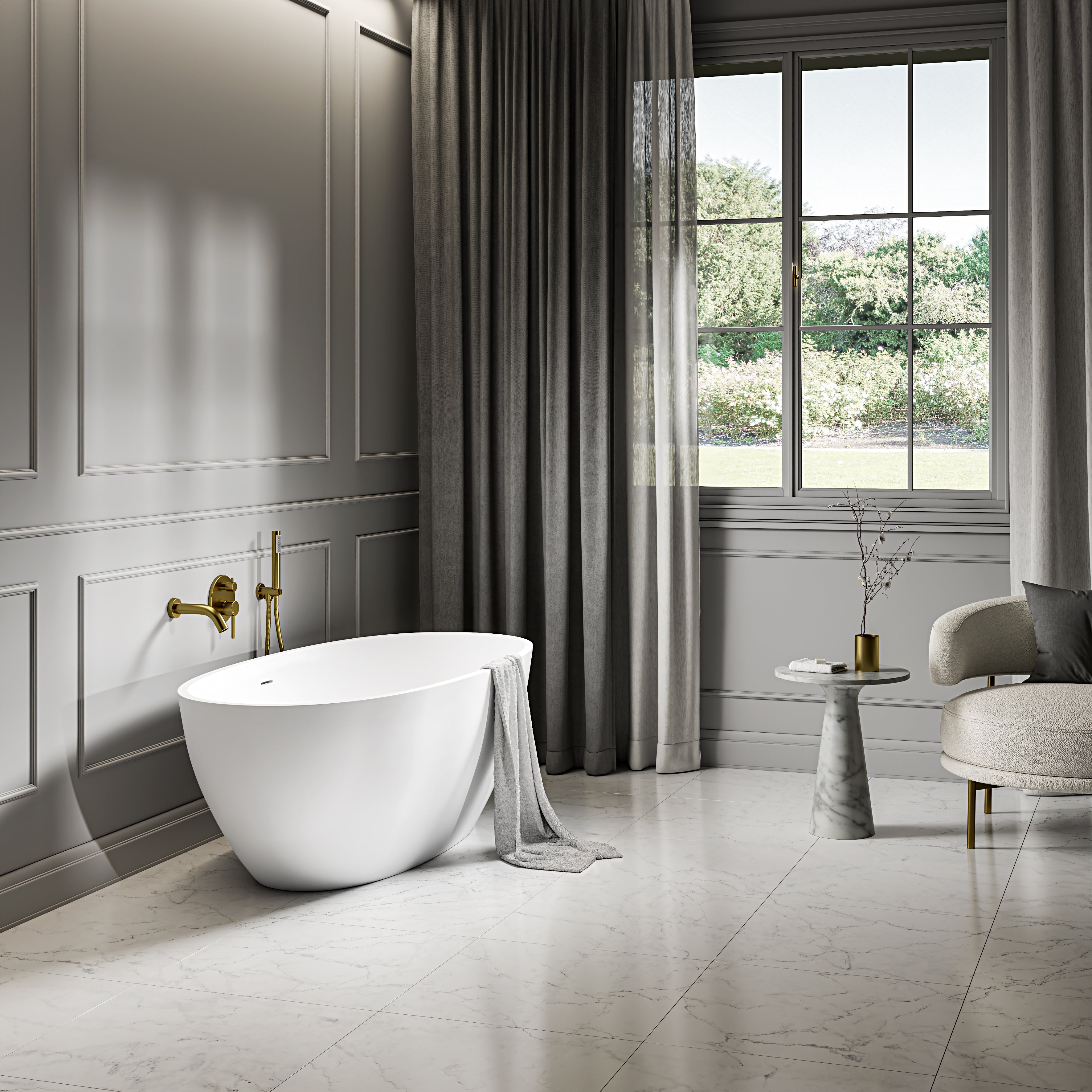 Bromley Freestanding White Stone Bath 1700mm