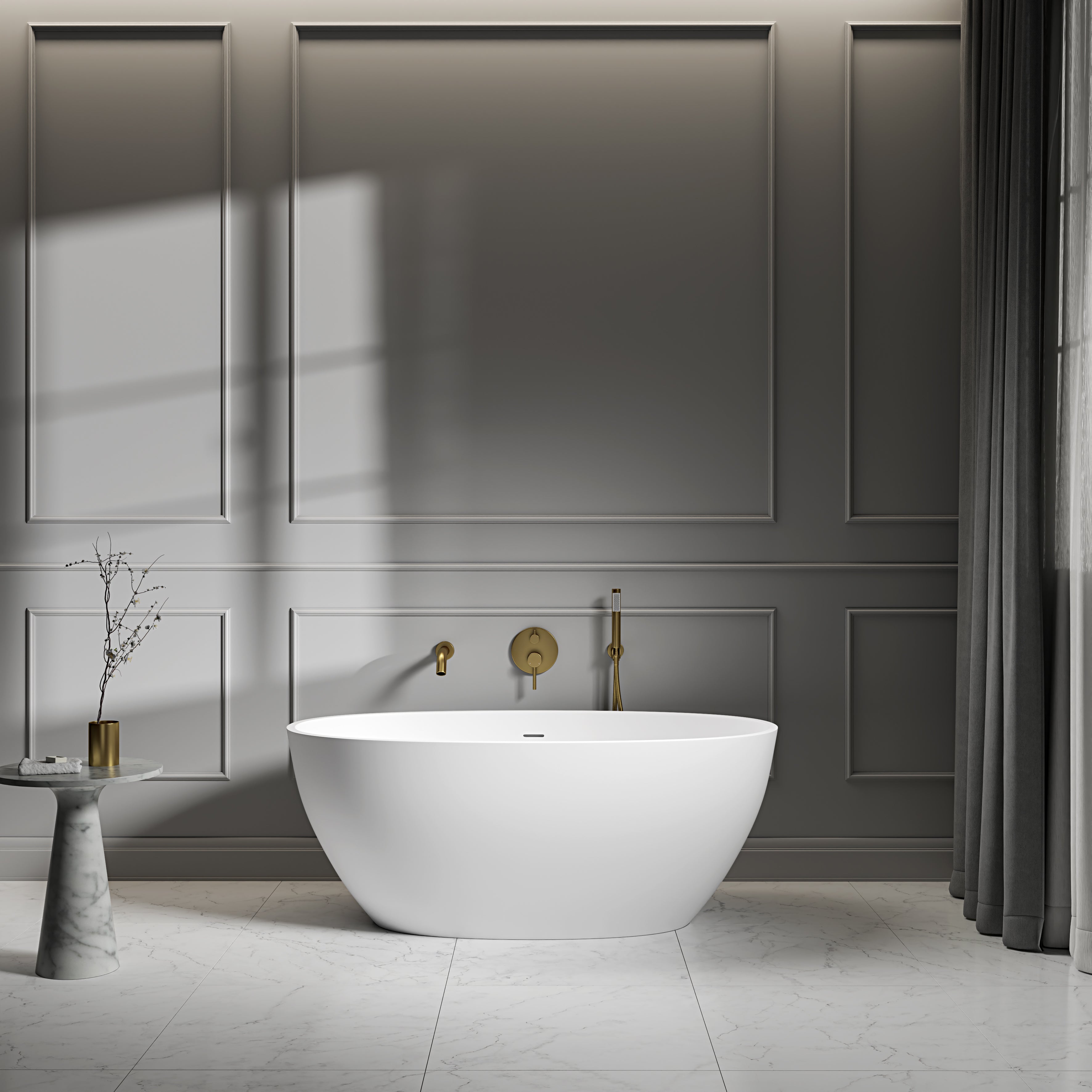 Bromley Freestanding White Stone Bath 1400mm