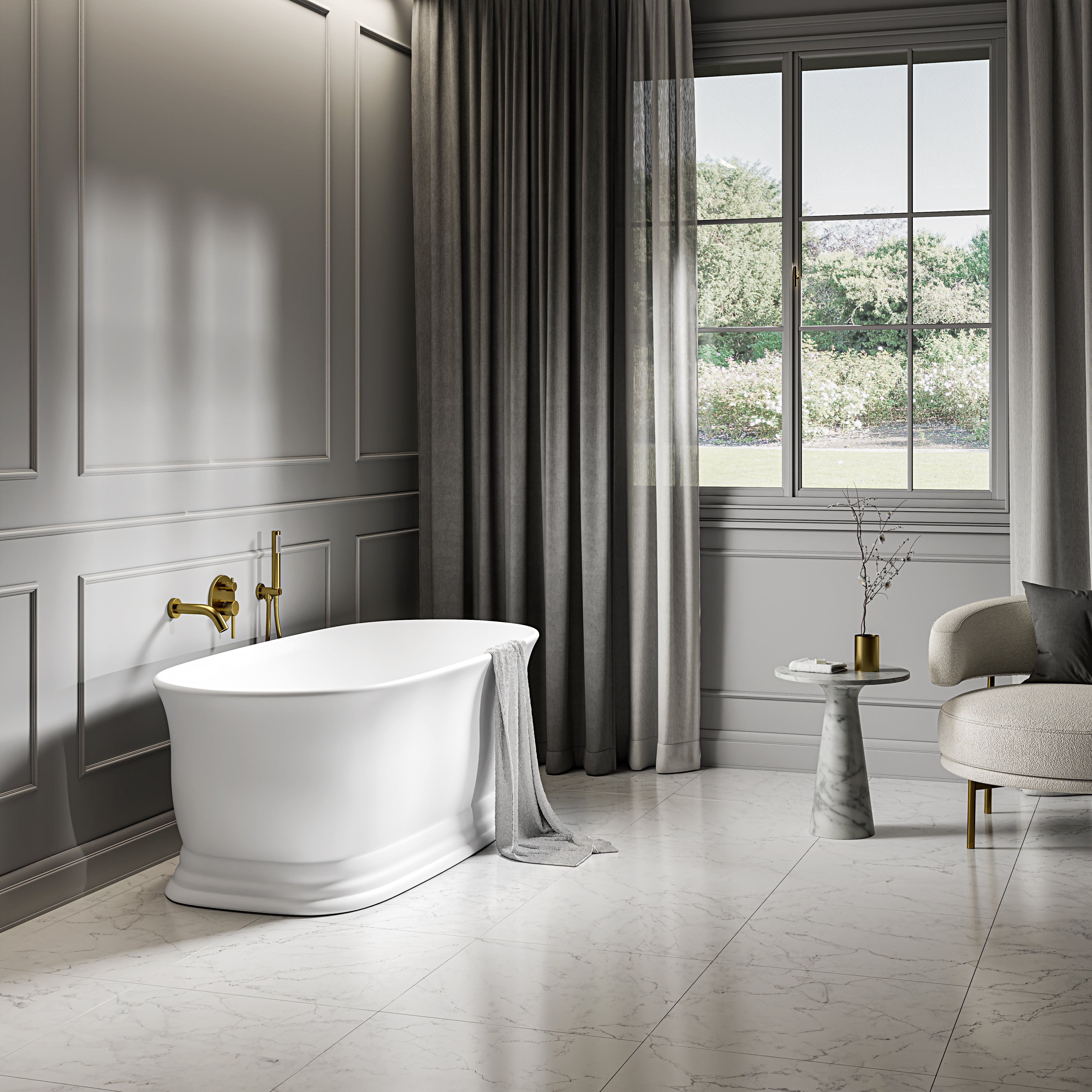 Carlton Freestanding White Stone Bath 1800mm