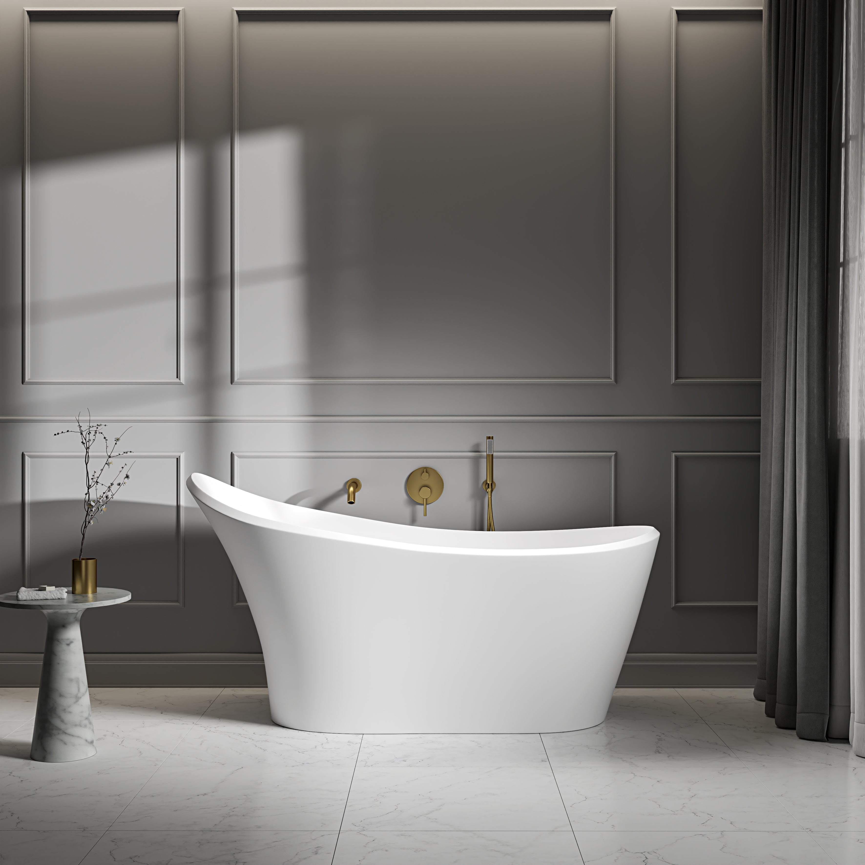 Hudson Freestanding White Stone Bath 1690mm