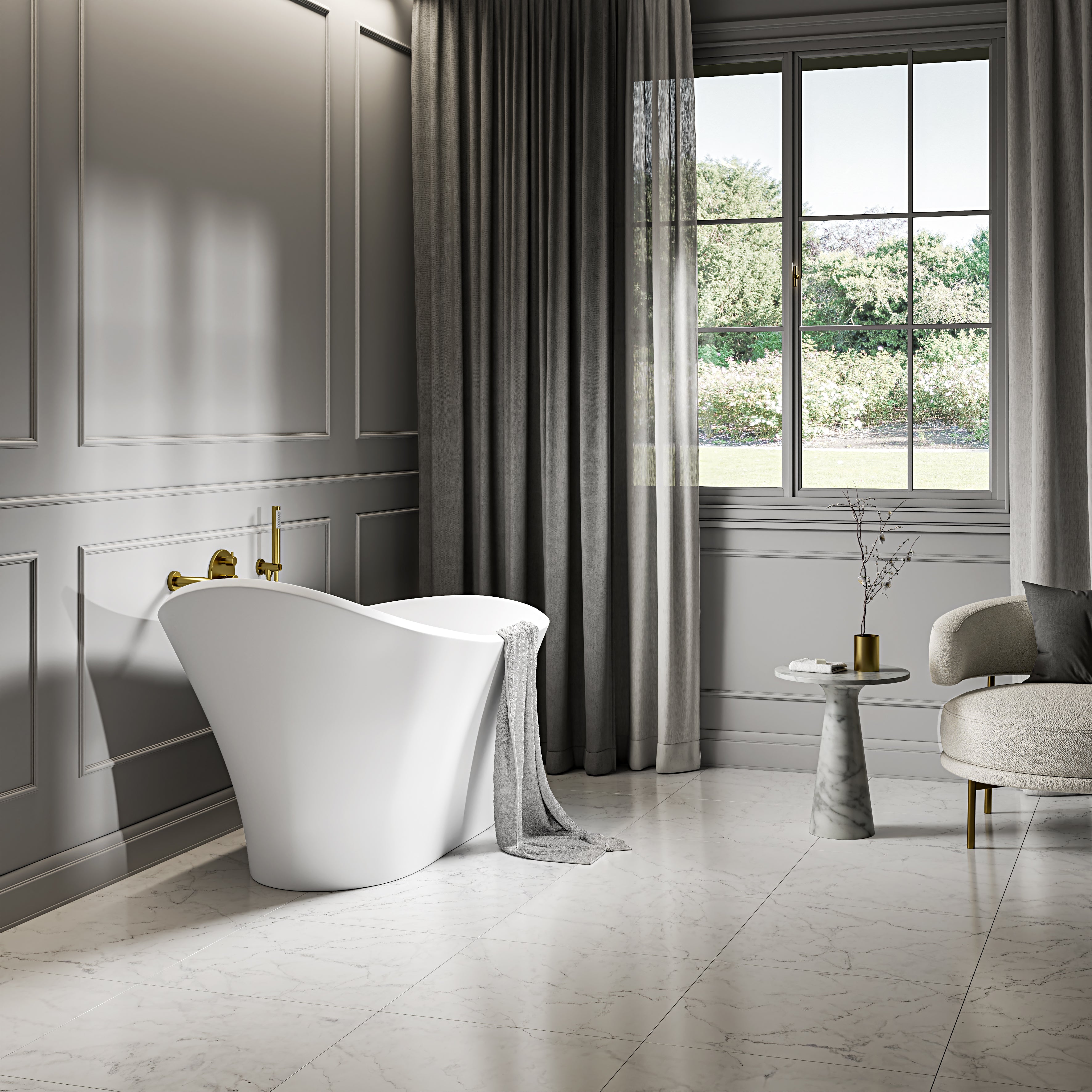 Hudson Freestanding White Stone Bath 1690mm