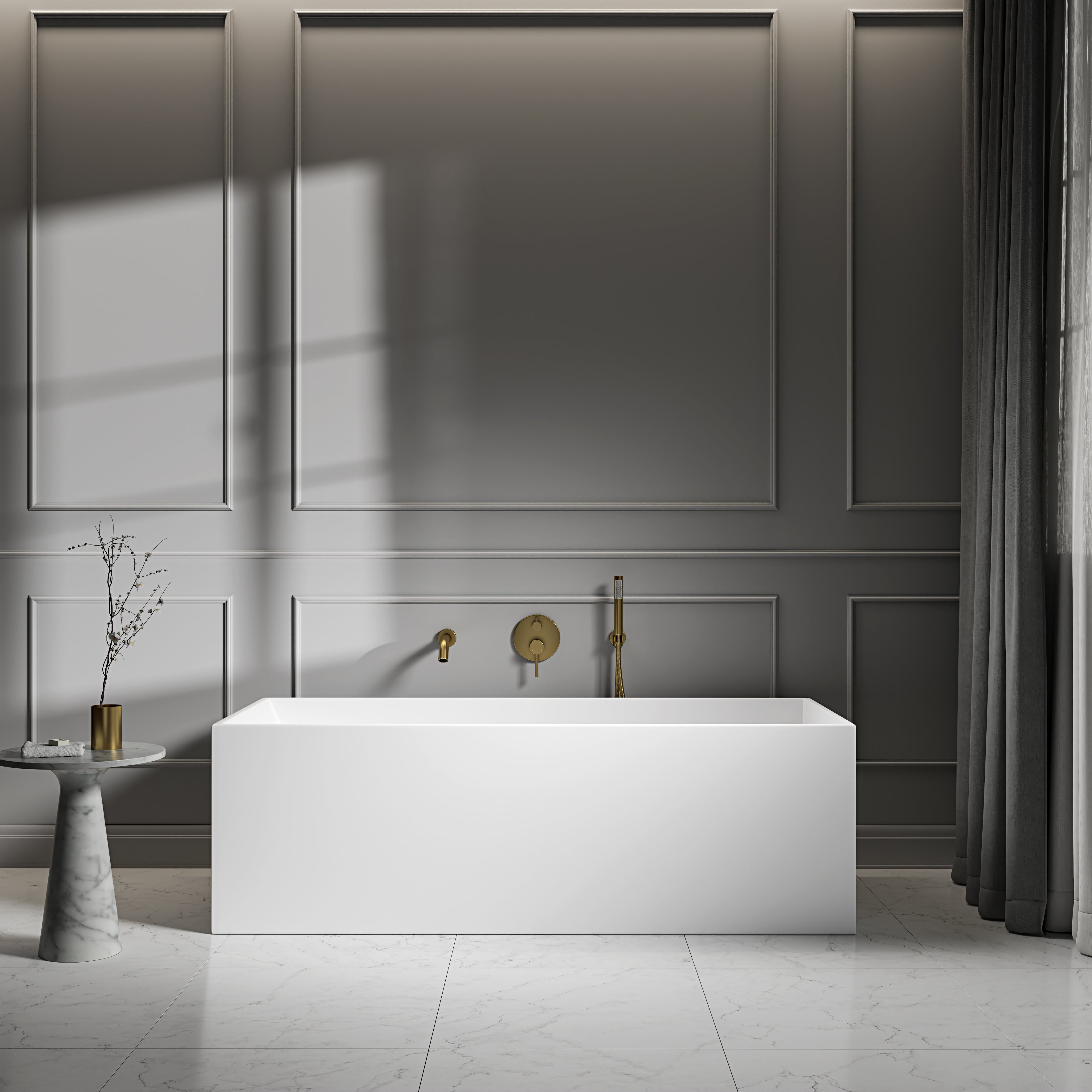 Kirkby Freestanding White Stone Bath 1700mm