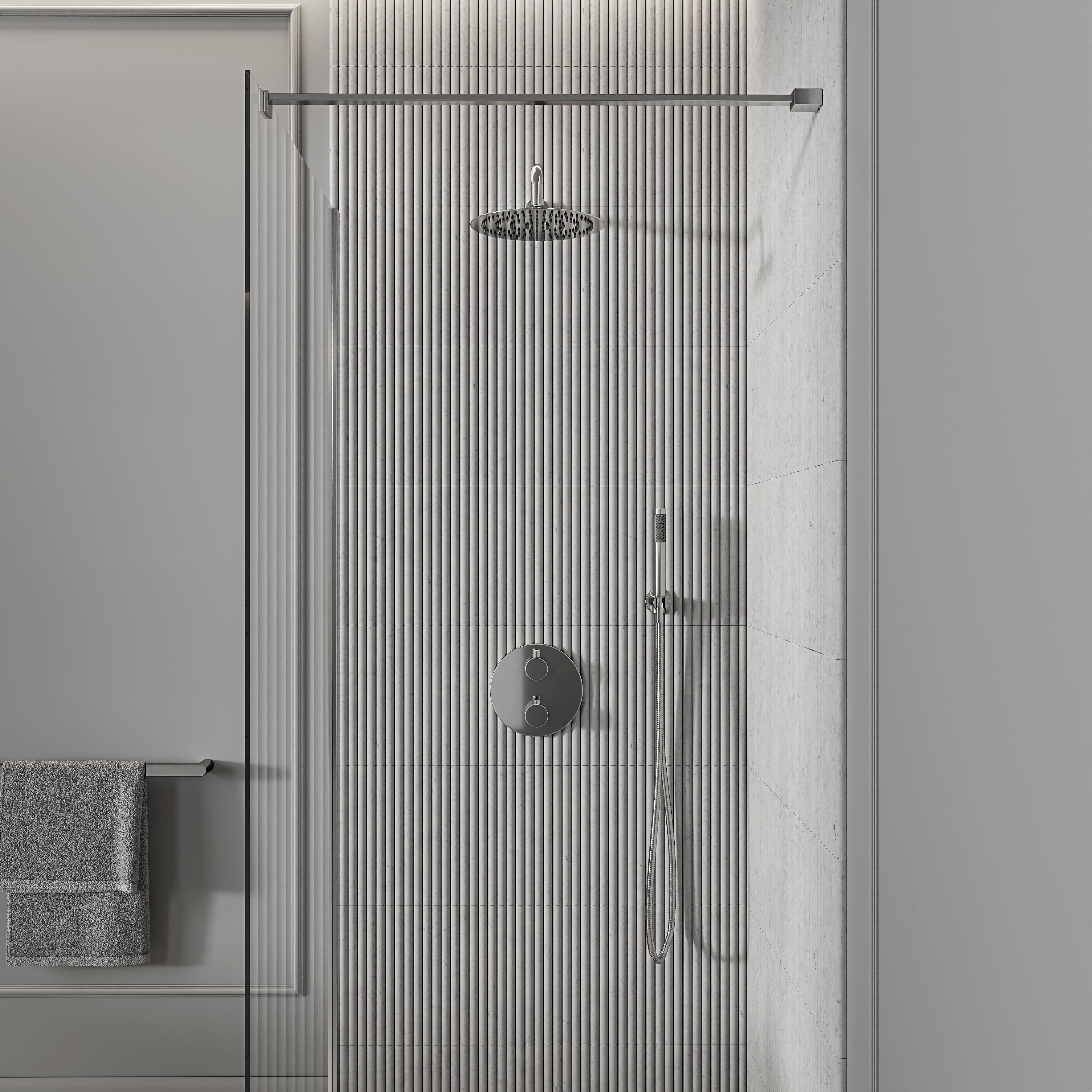 Nuvo Chrome Thermostatic Shower With Handheld Shower