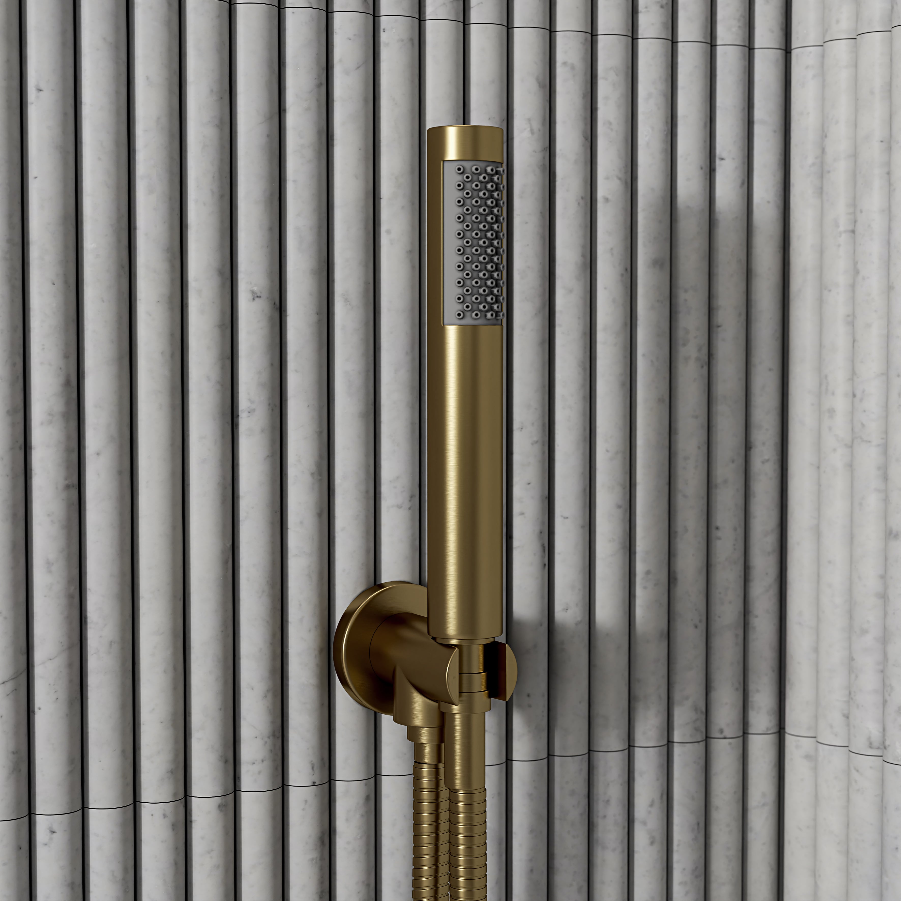 Nuvo Brushed Gold Thermostatic Shower With Handheld Shower