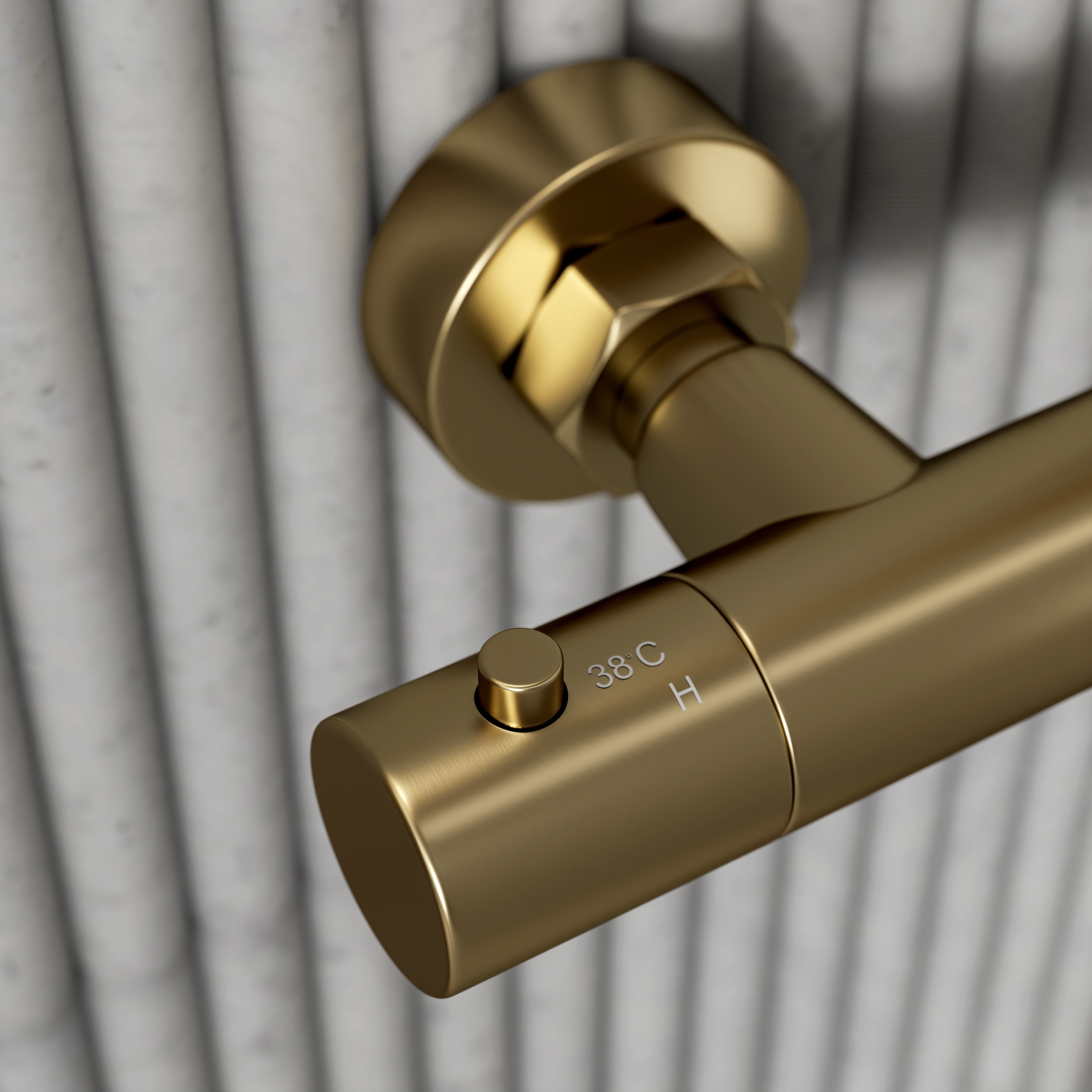 Moreno Brushed Gold Exposed Thermostatic Shower With Riser