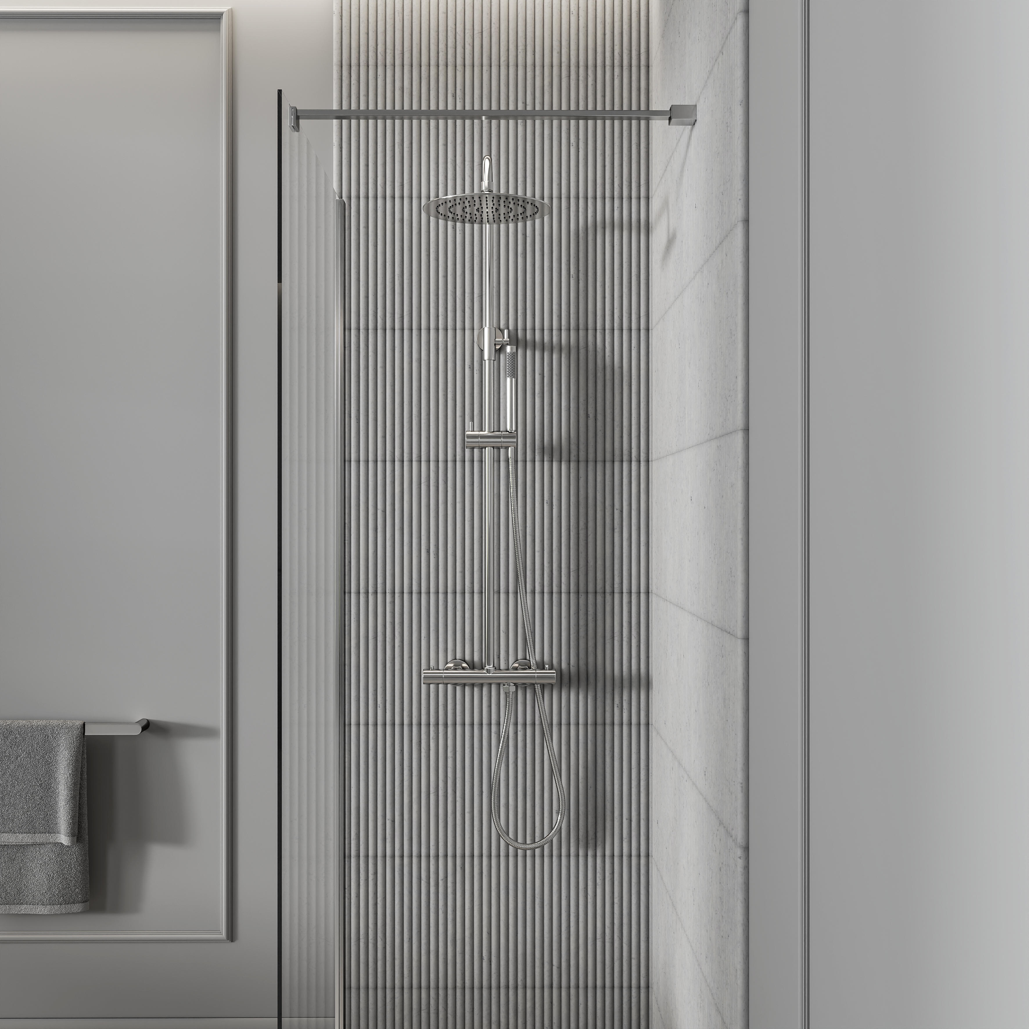 Moreno Chrome Exposed Thermostatic Shower With Riser