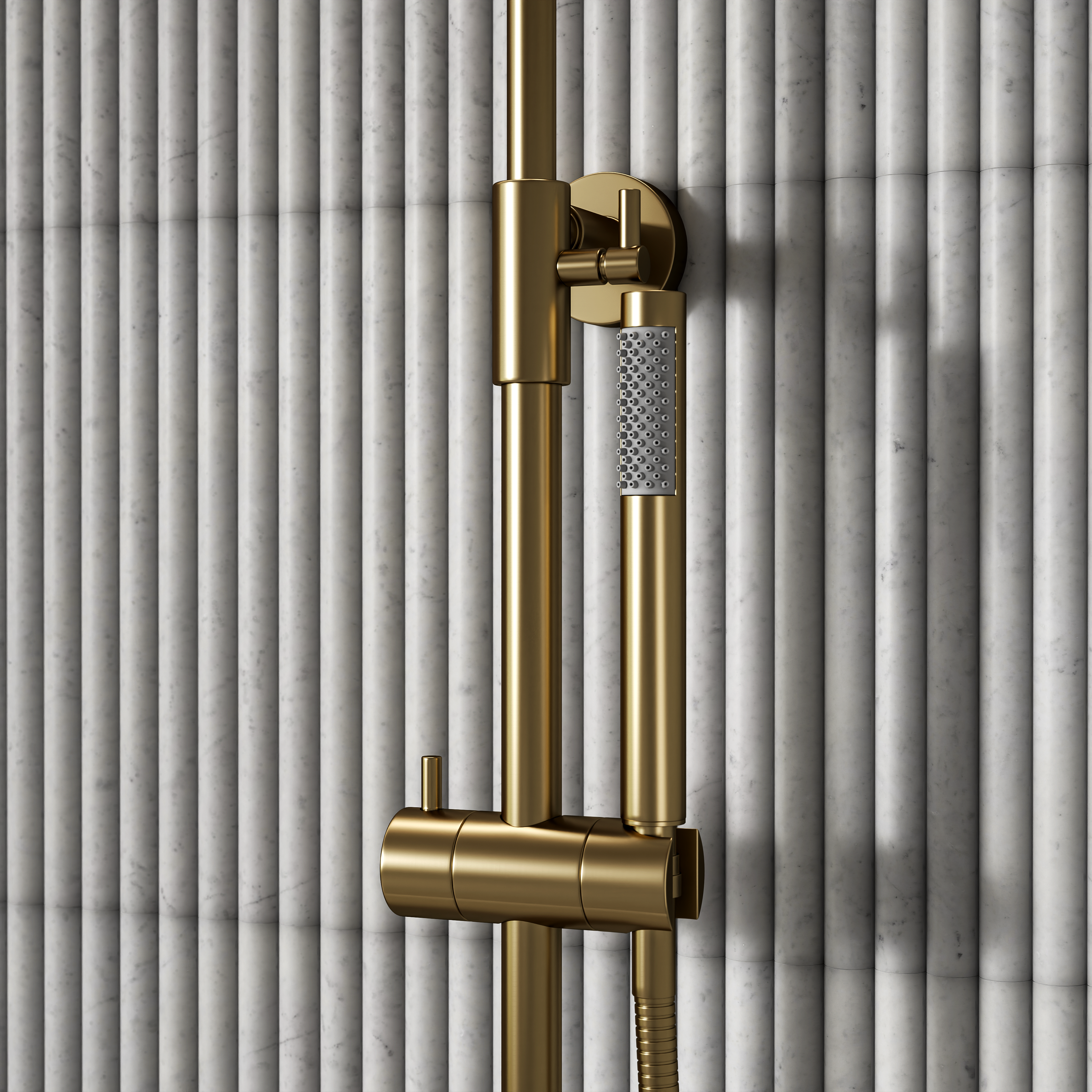 Moreno Brushed Gold Exposed Thermostatic Shower With Riser