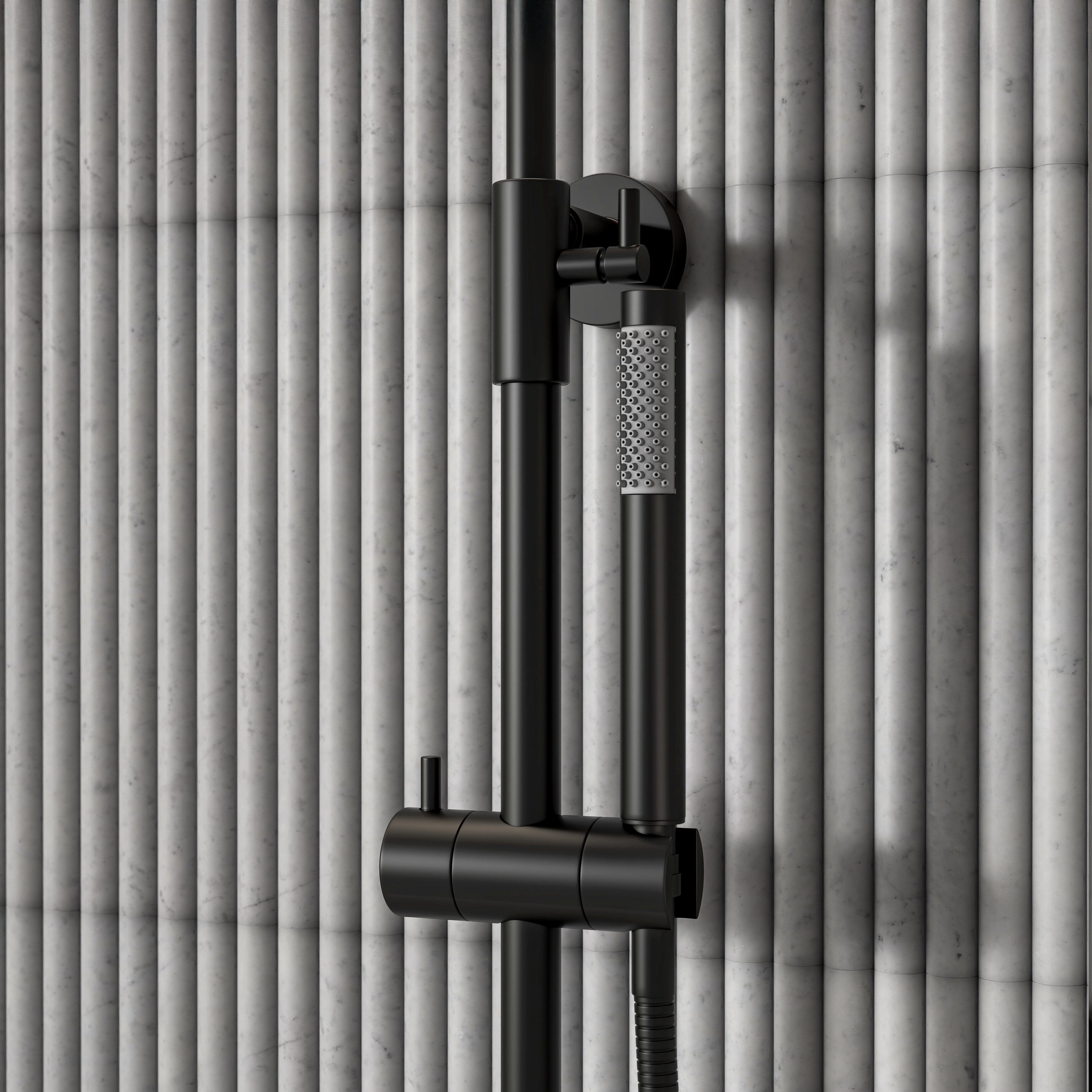 Moreno Matte Black Exposed Thermostatic Shower With Riser