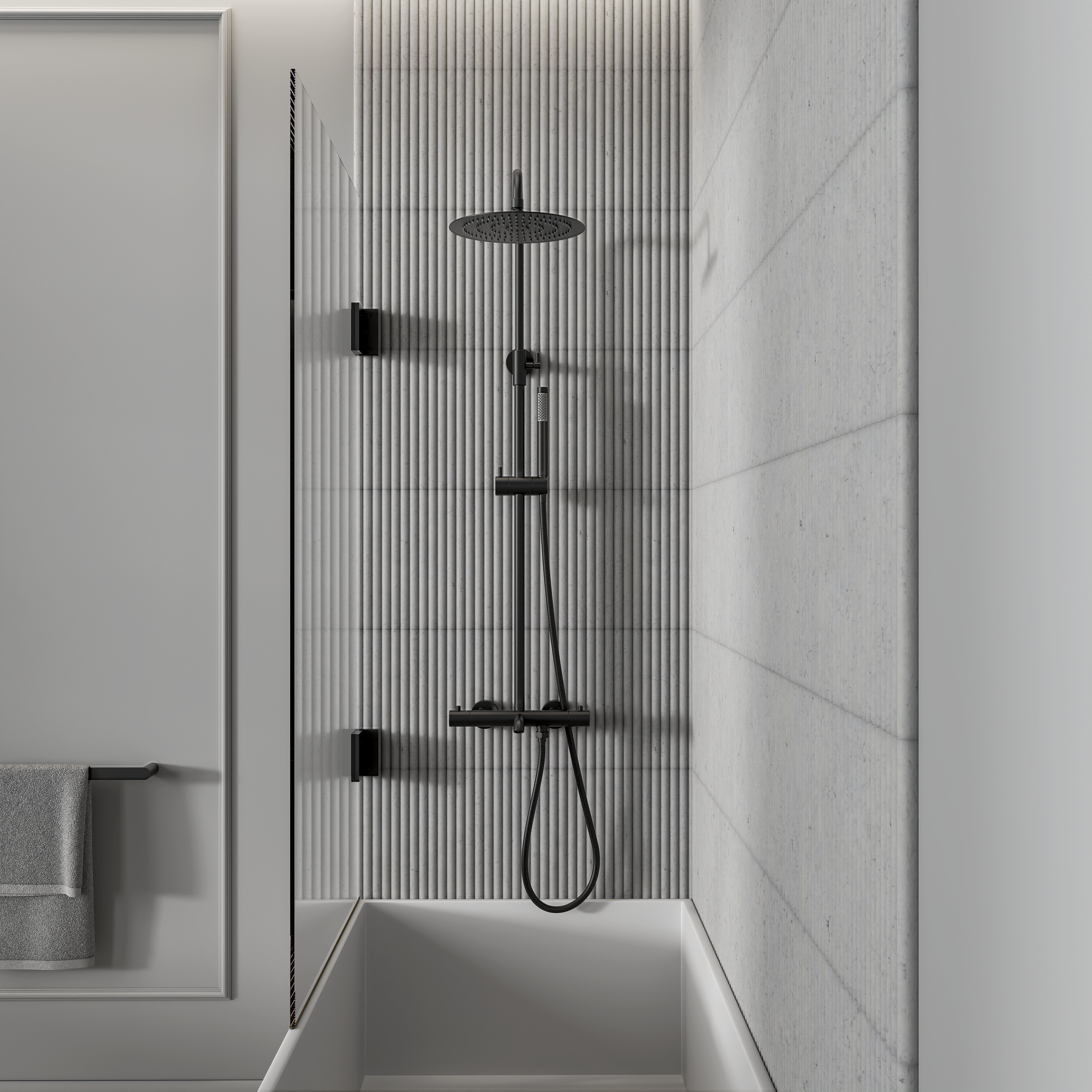 Moreno Matte Black Exposed Thermostatic 3-Way Shower