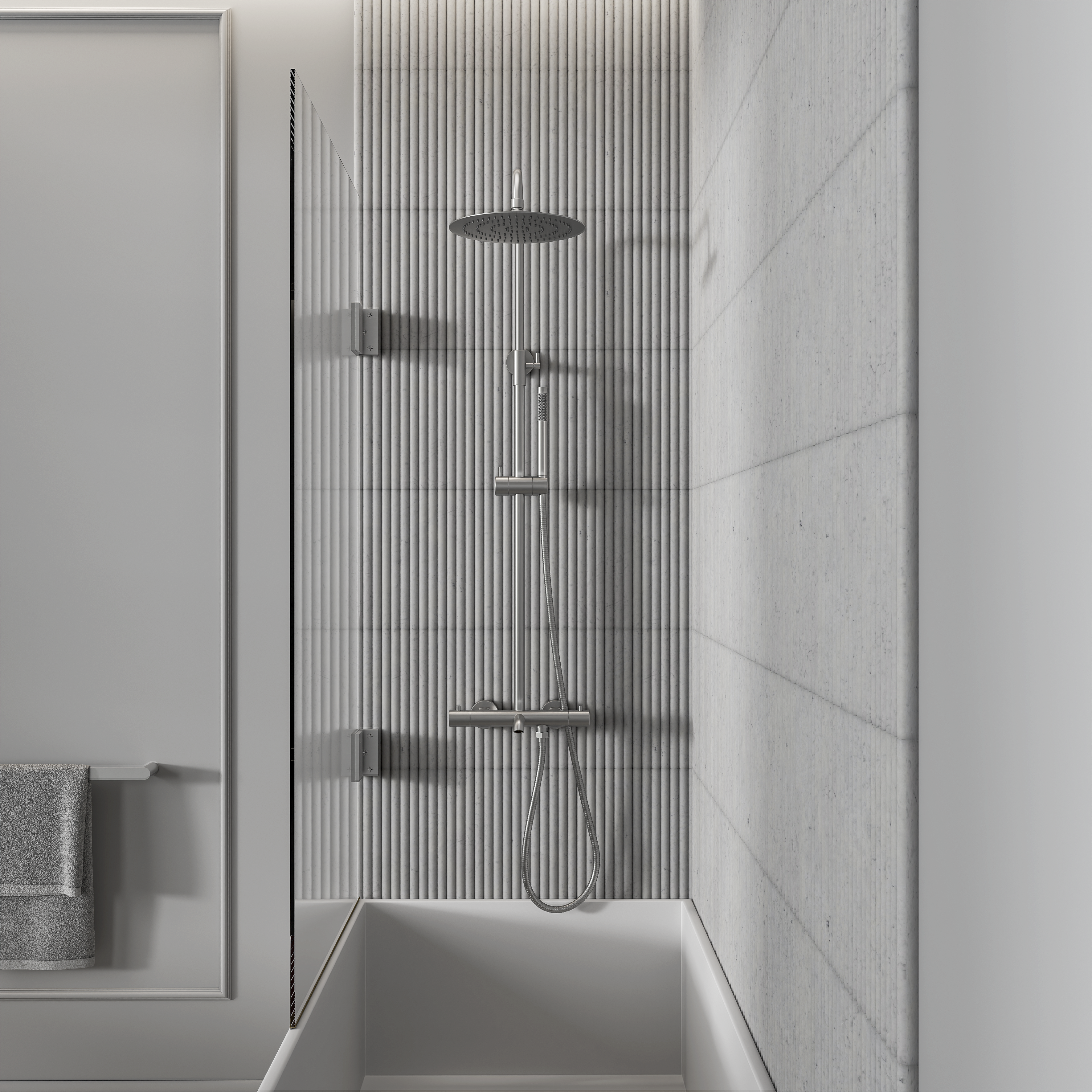 Moreno Brushed Stainless Exposed Thermostatic 3-Way Shower