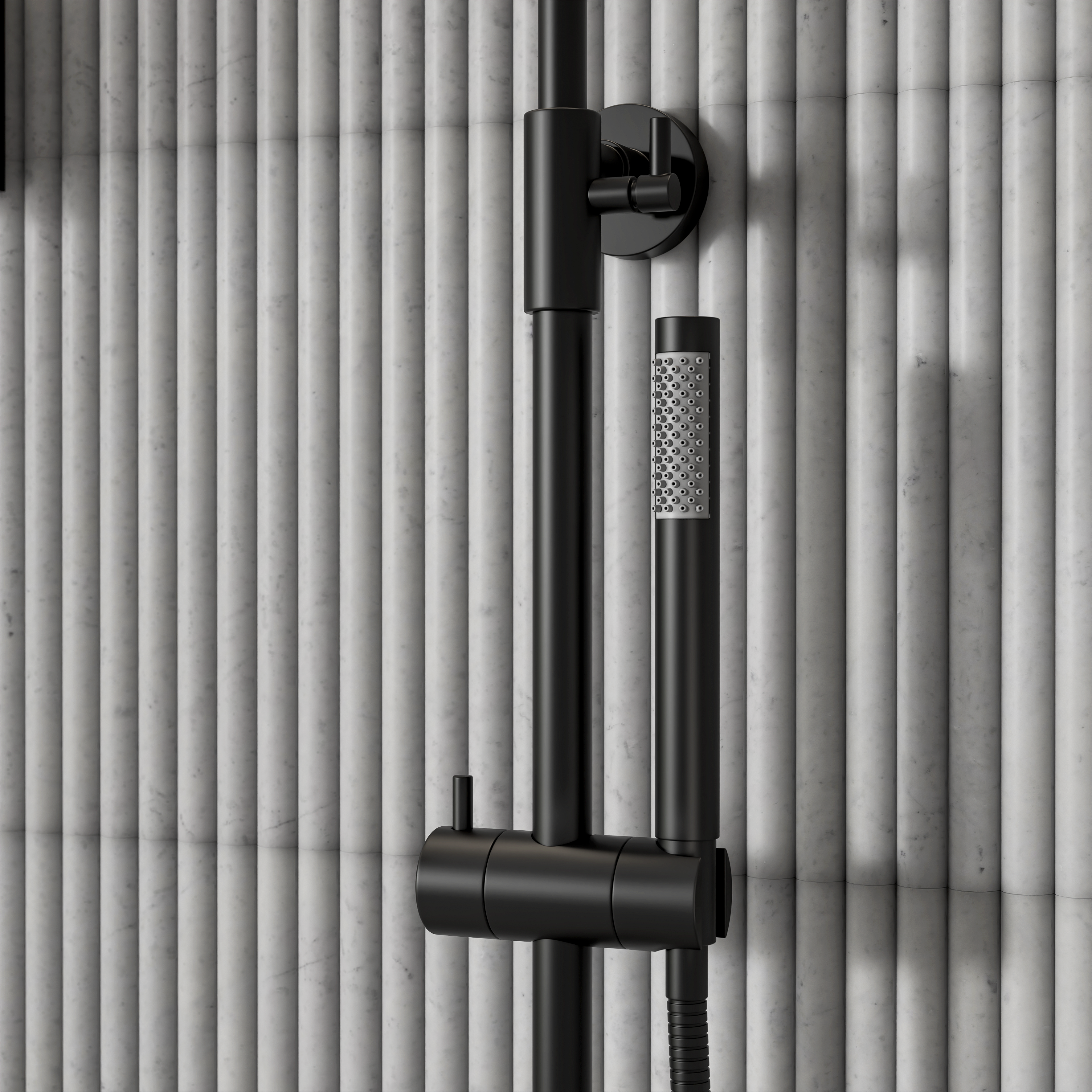 Moreno Matte Black Exposed Thermostatic 3-Way Shower