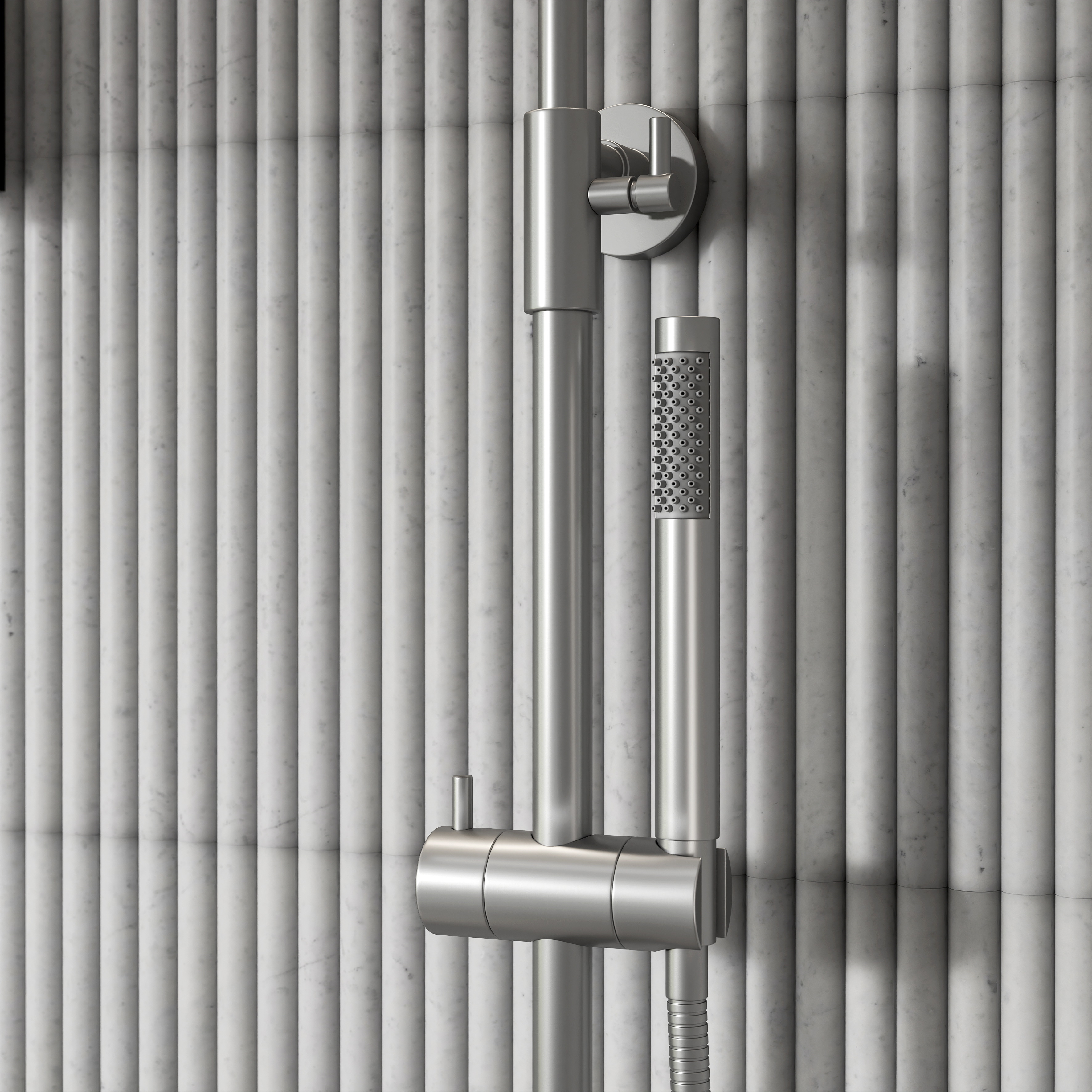 Moreno Brushed Stainless Exposed Thermostatic 3-Way Shower