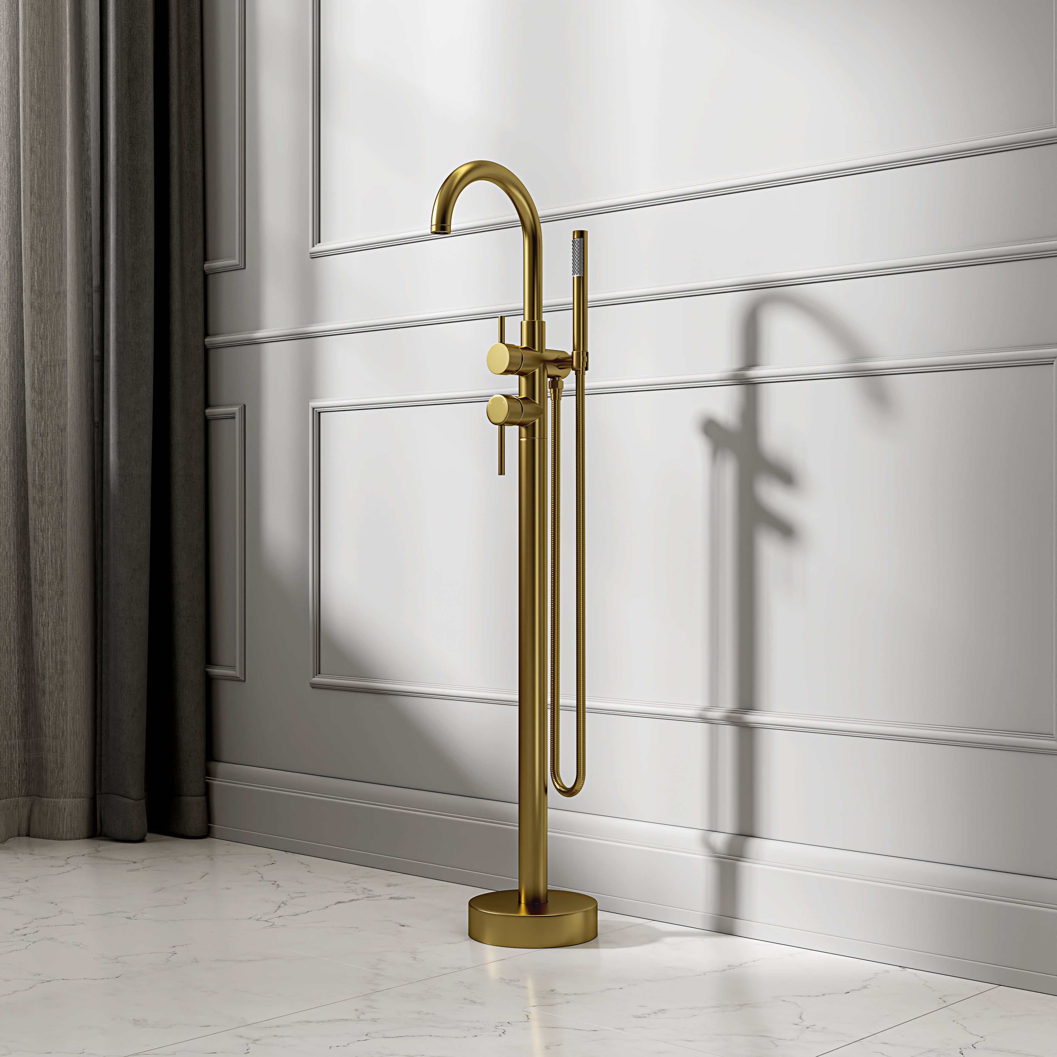 Nuvo Brushed Gold Floorstanding Bath Shower Mixer Tap