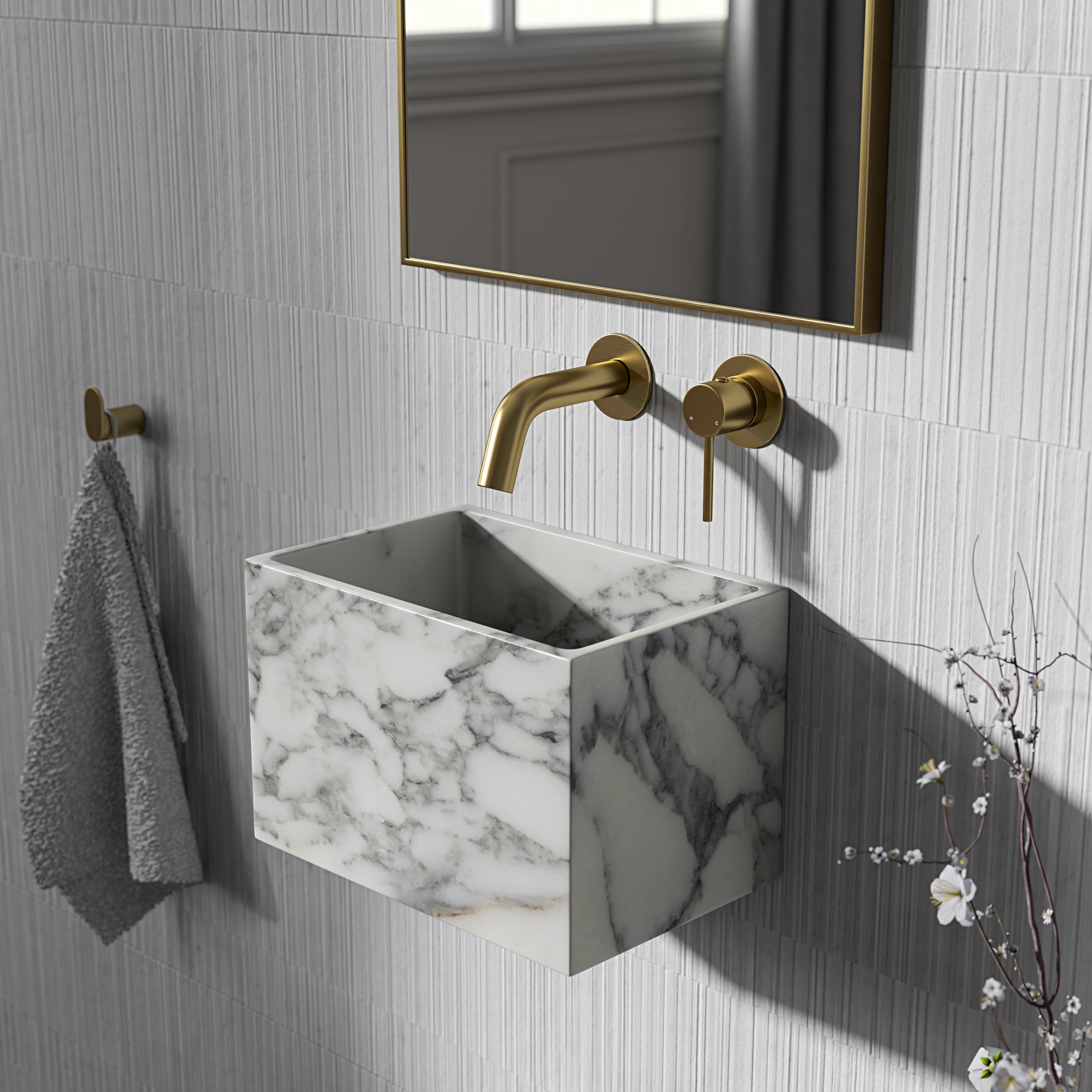 Arden Arabescato Marble Wall Hung Basin 300mm