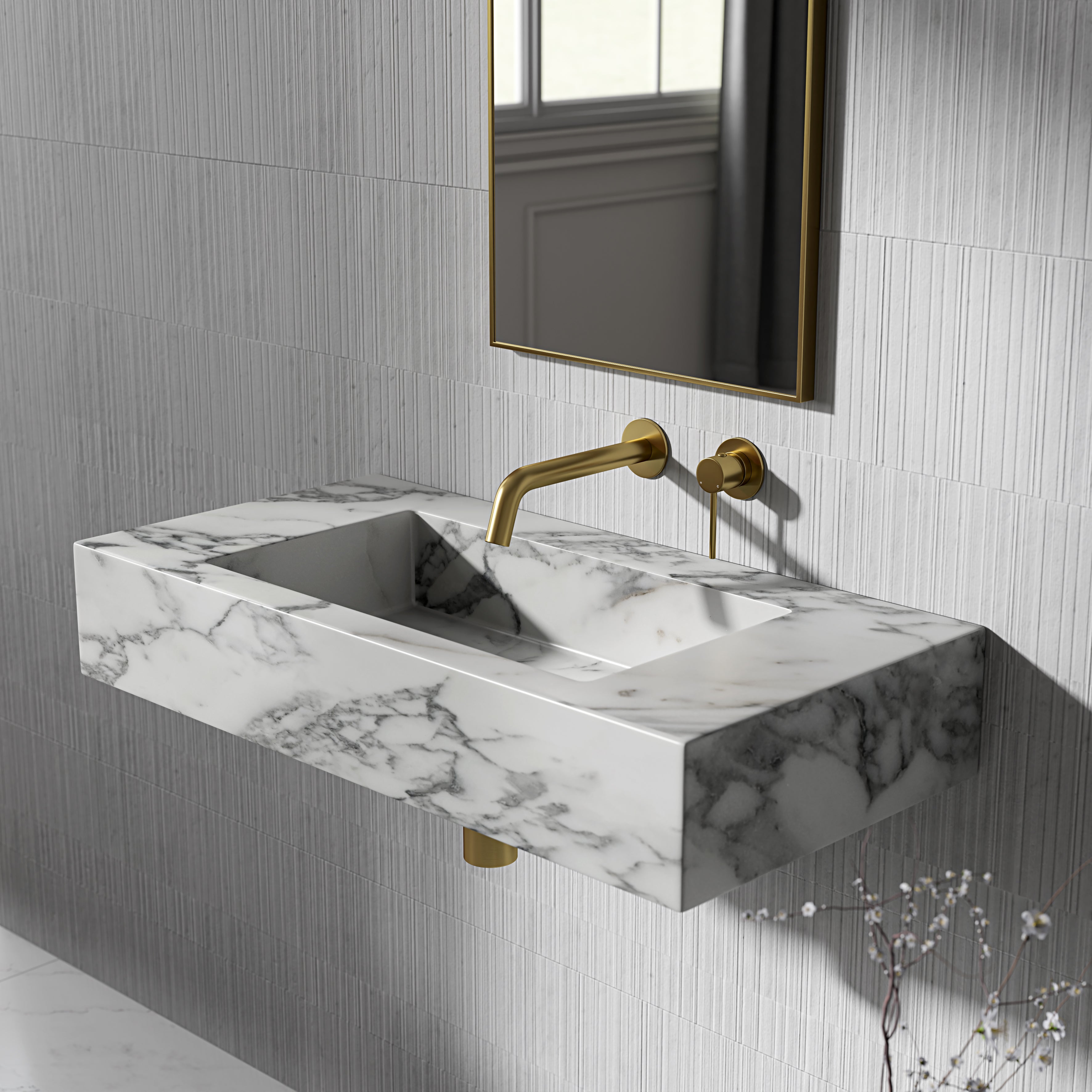 Tulsan Arabescato Marble Wall Hung Basin 800mm