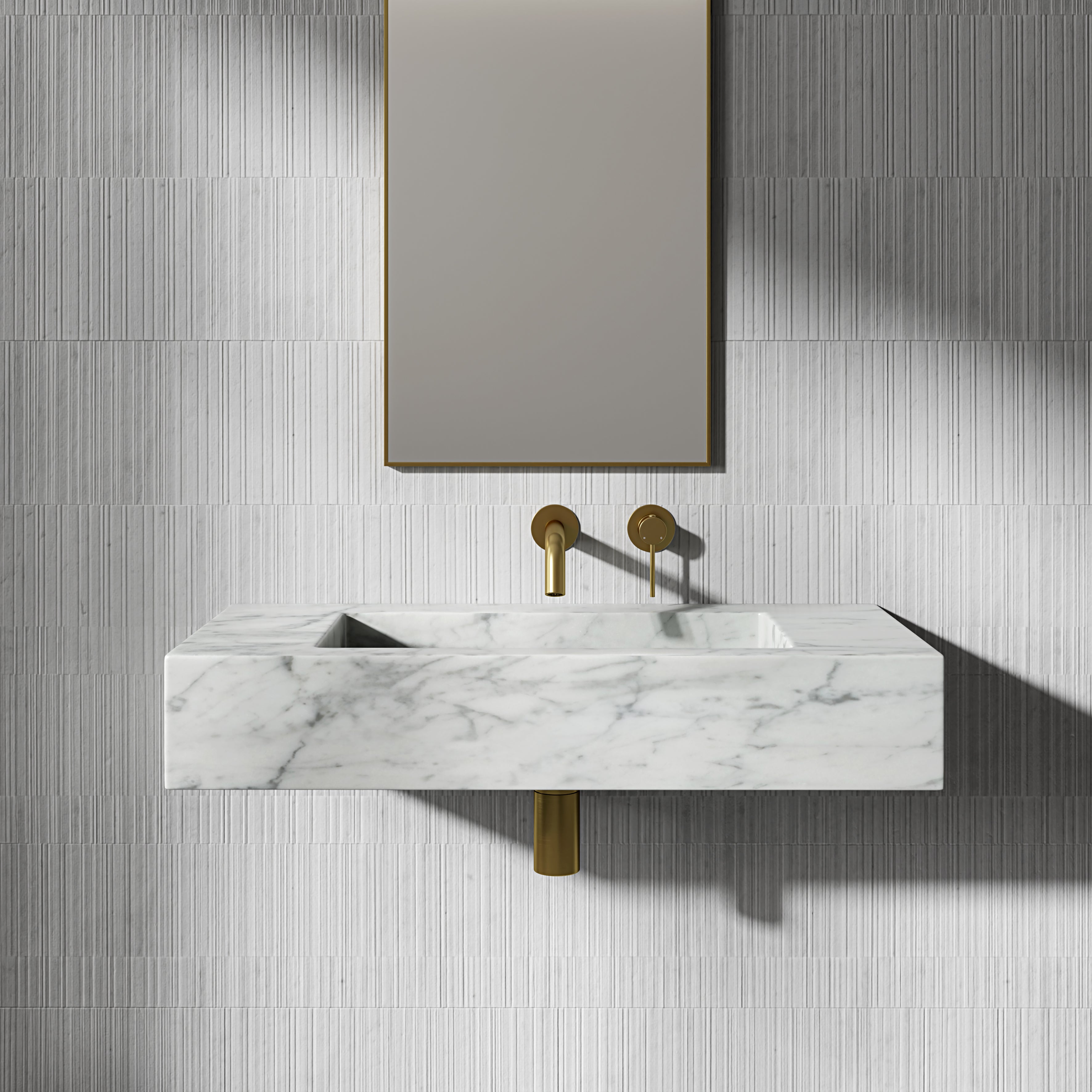 Tulsan Carrara Marble Wall Hung Basin 800mm