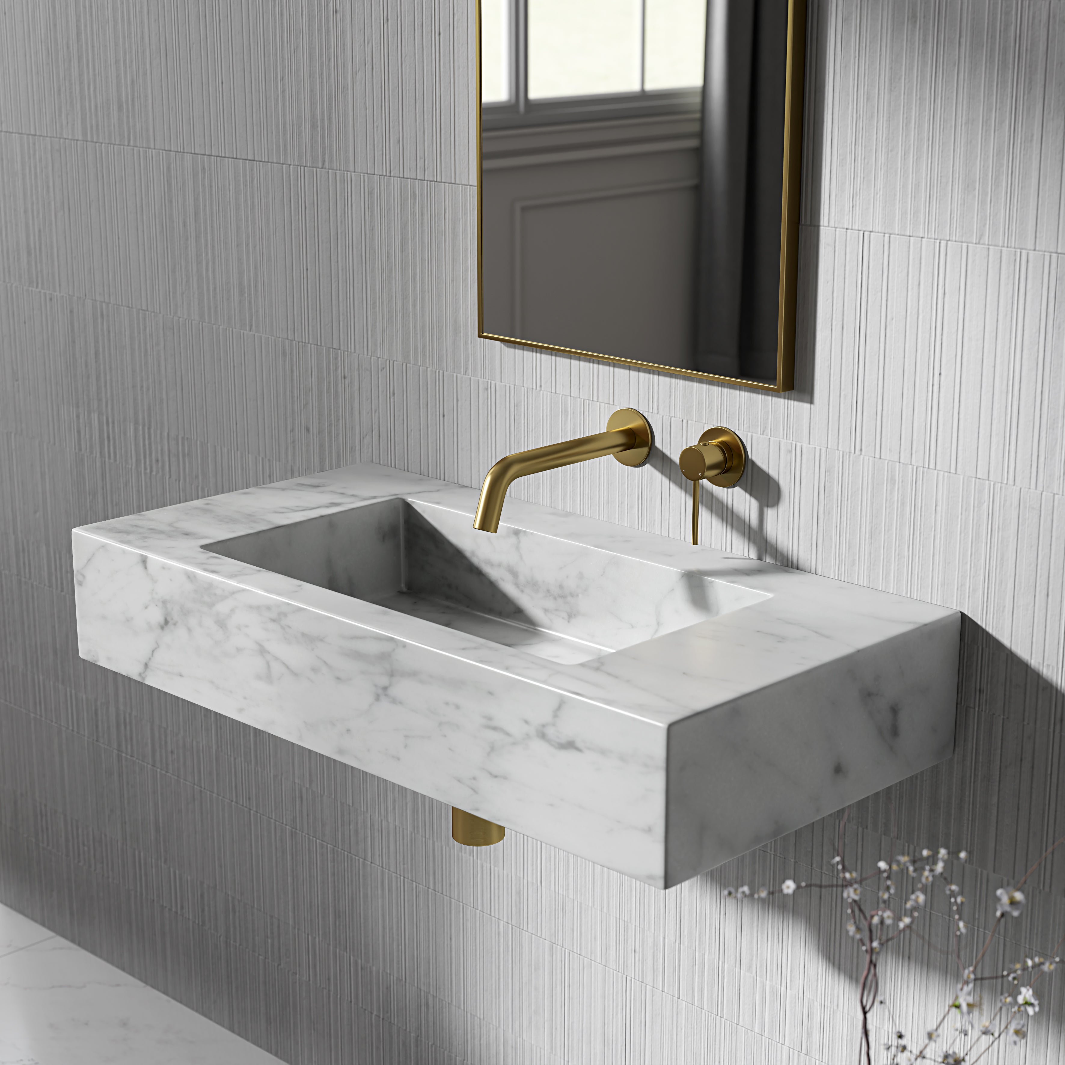 Tulsan Carrara Marble Wall Hung Basin 800mm