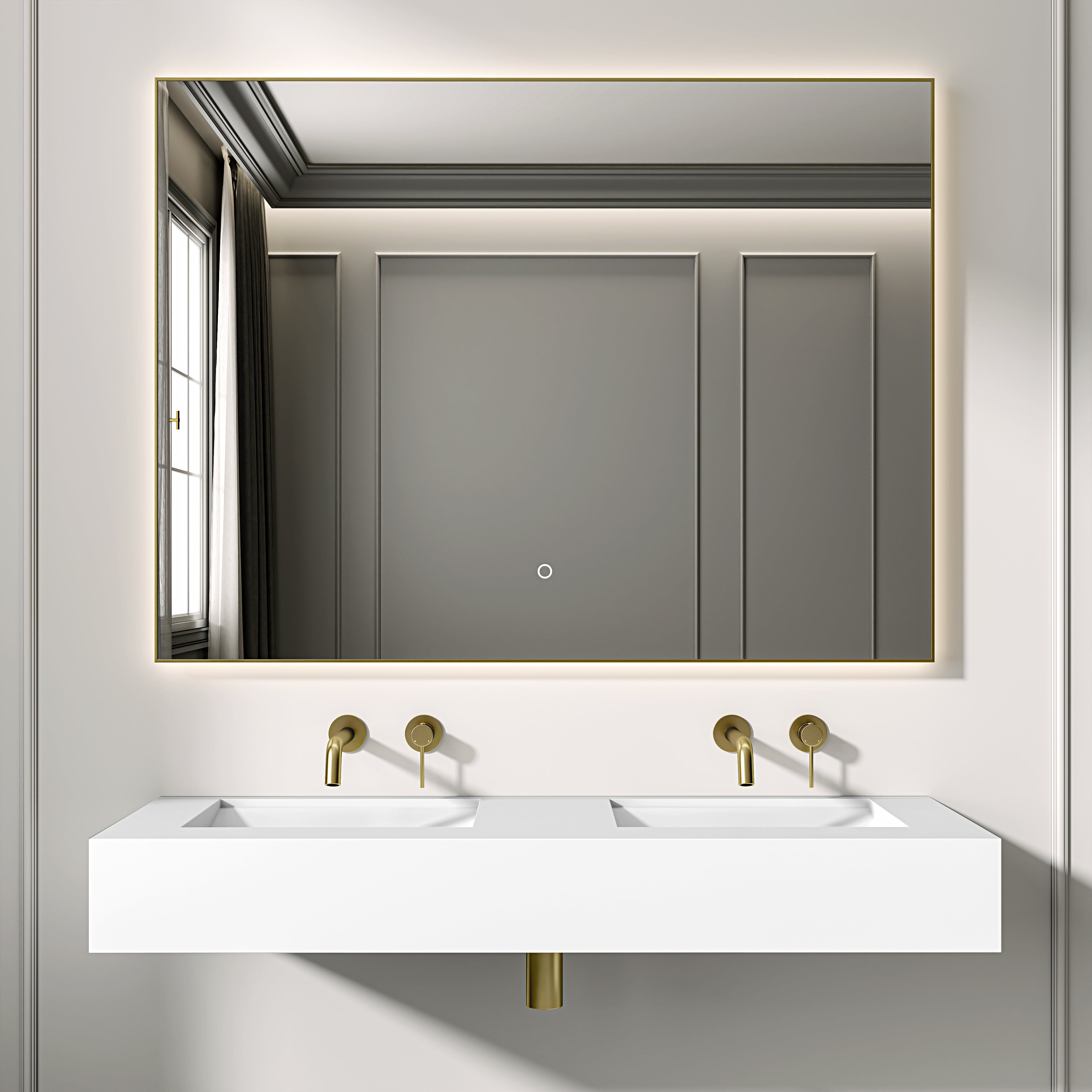 Cielo Mirror with Backlit LED & Demister Brushed Gold 1200mm