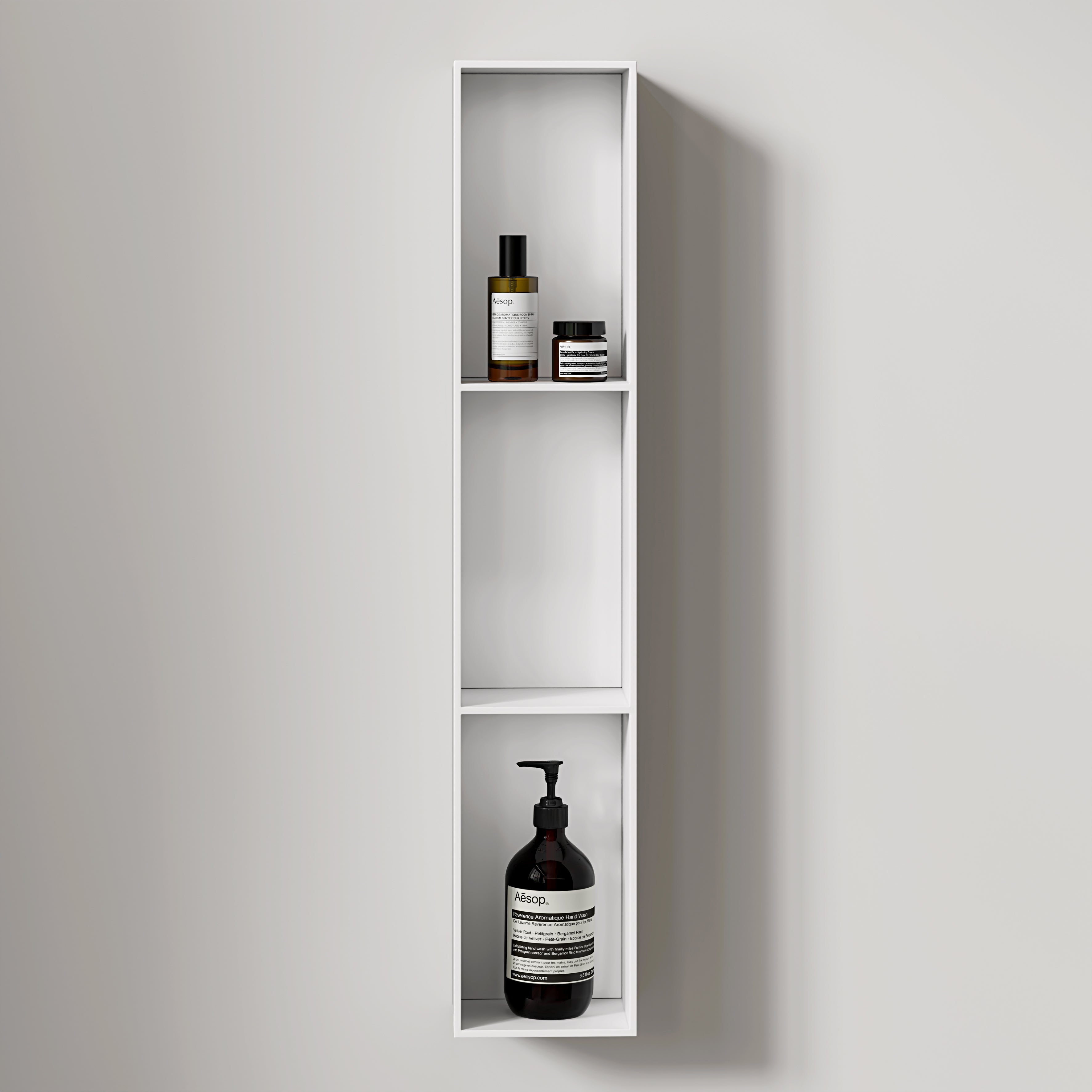 Cielo Matte White Stone Resin Wall Mounted Storage Cabinet 900mm