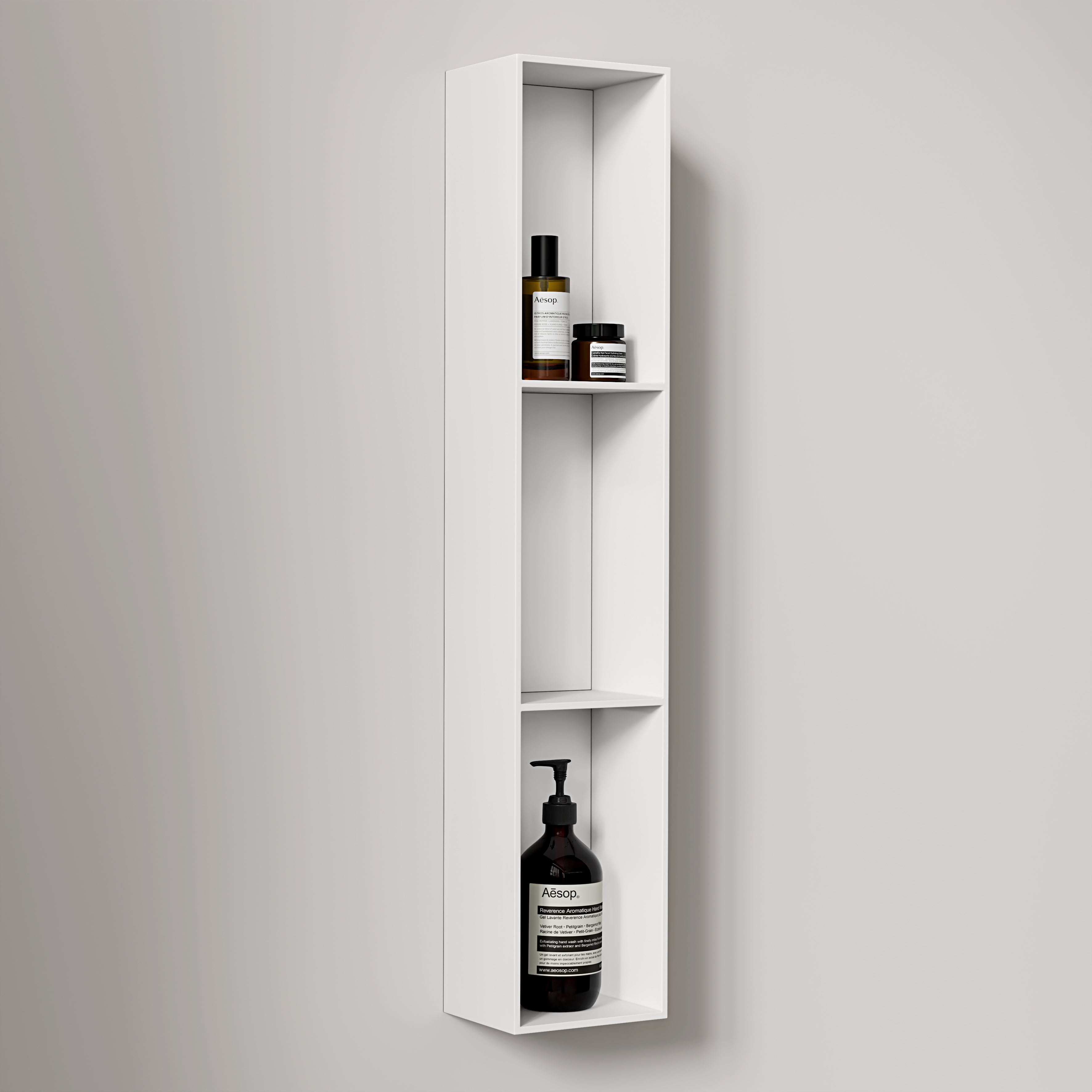 Cielo Matte White Stone Resin Wall Mounted Storage Cabinet 900mm