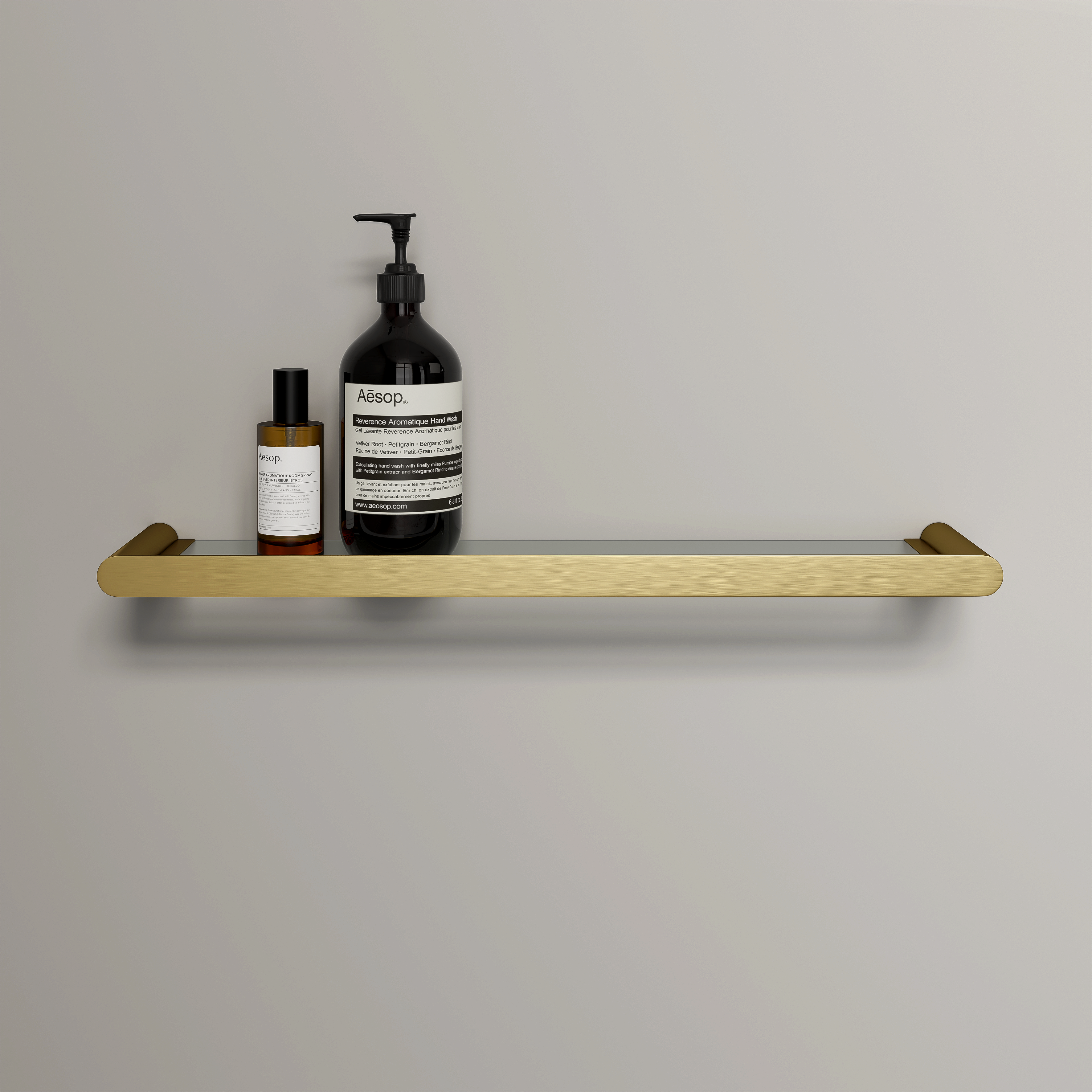 Nuvo Brushed Gold Glass Storage Shelf