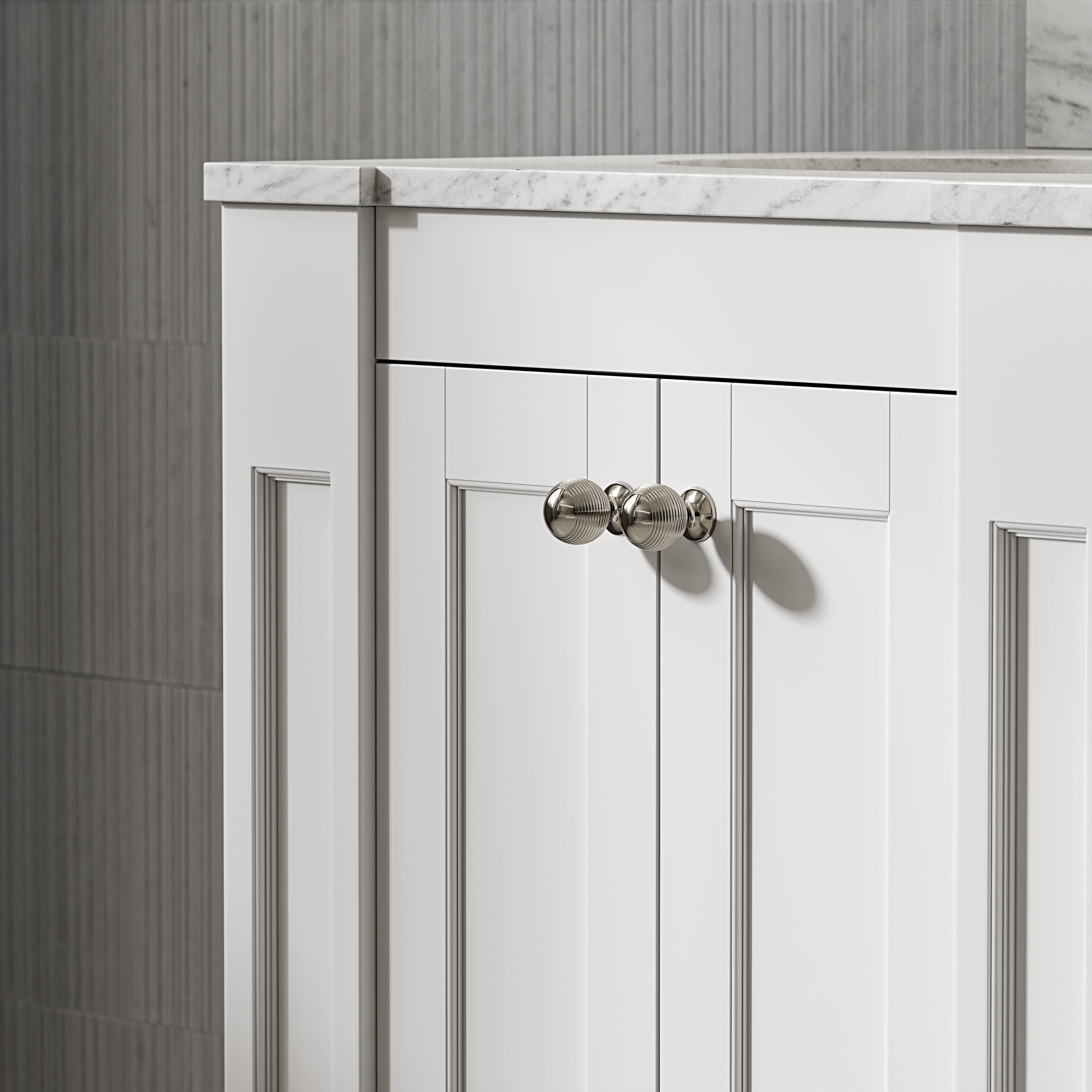 Wentworth Carrara Marble Floorstanding Vanity Unit (Matte White) 1000mm