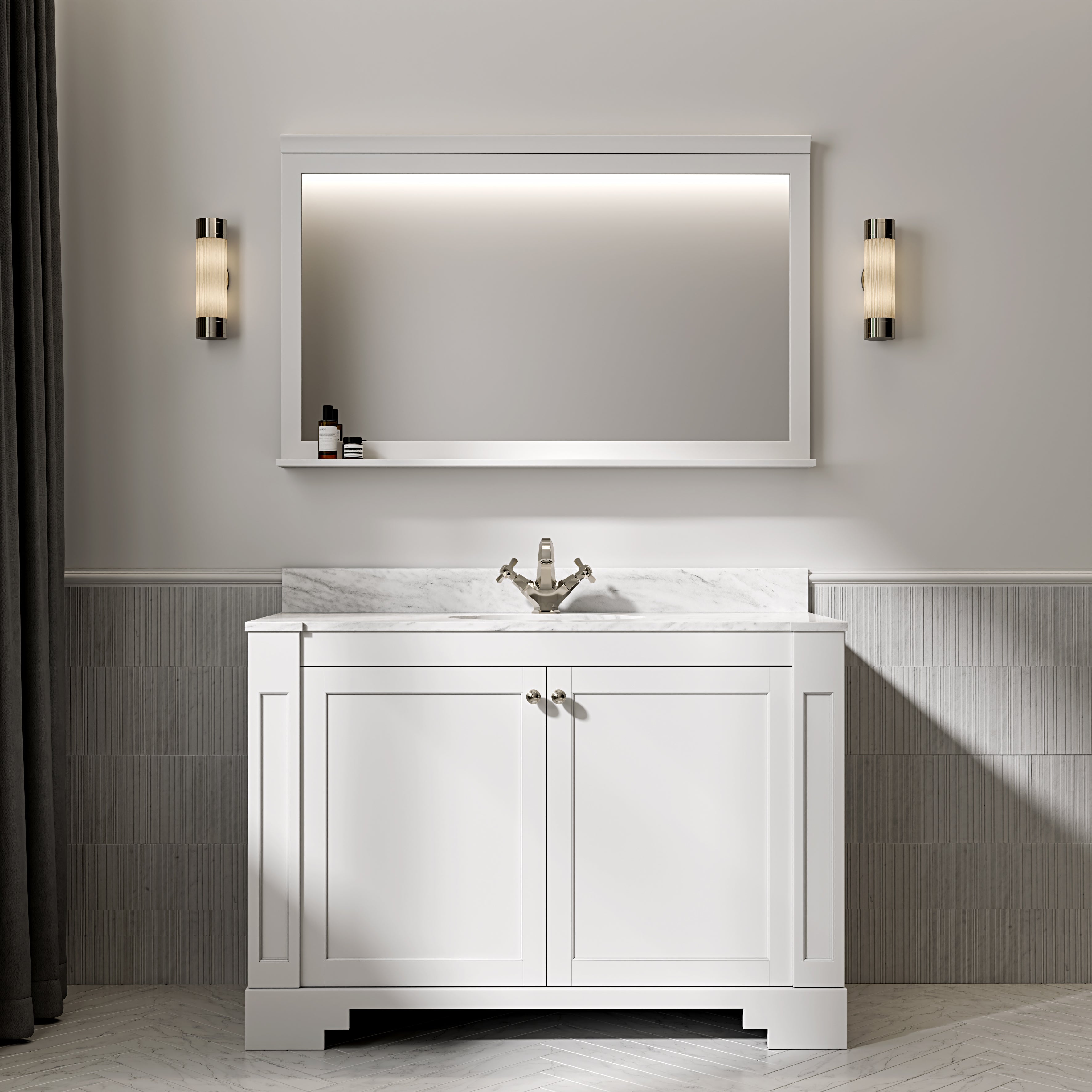 Wentworth Carrara Marble Floorstanding Vanity Unit (Matte White) 1200mm