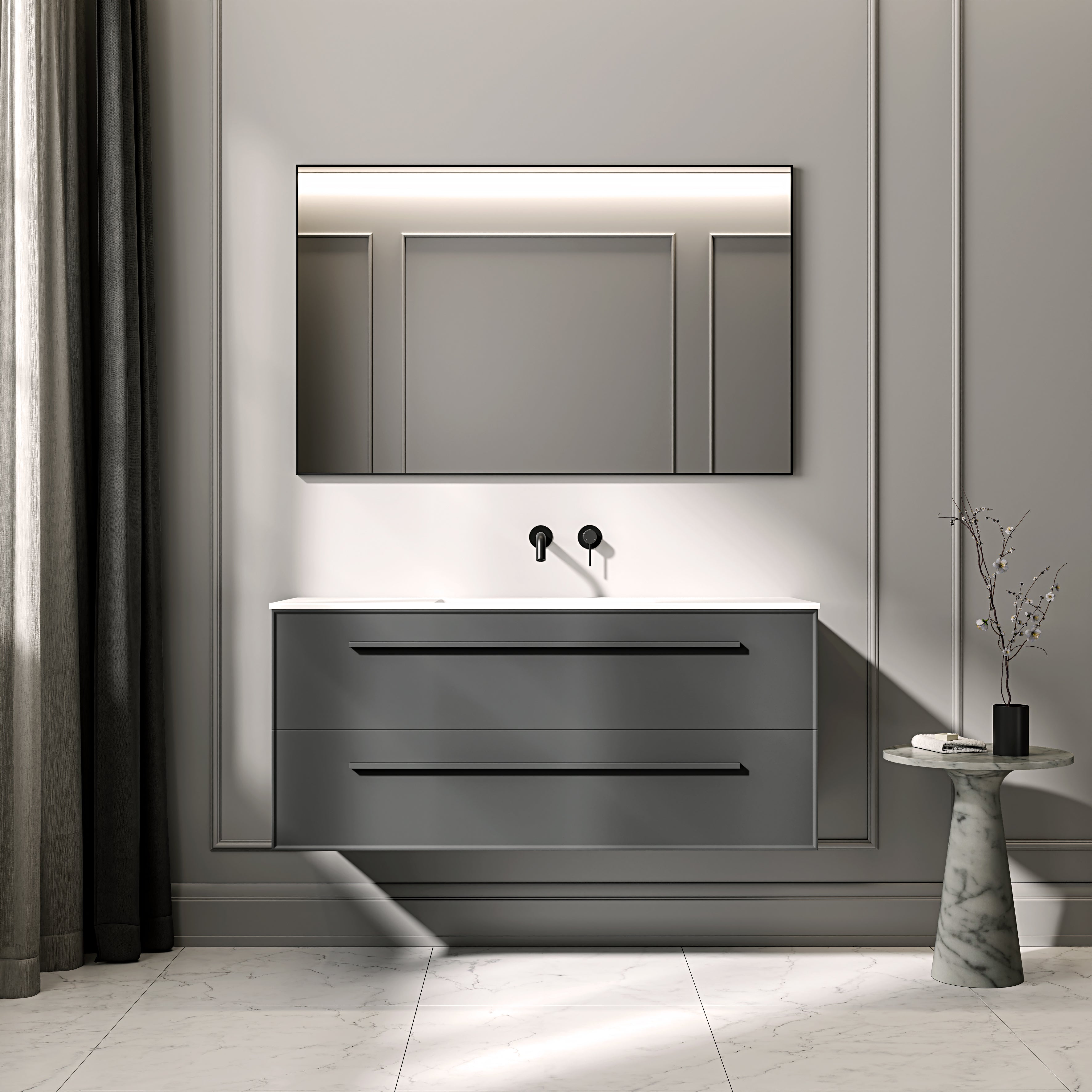 Farringdon Vanity Unit with Stone Basin (Matte Anthracite 1200mm)