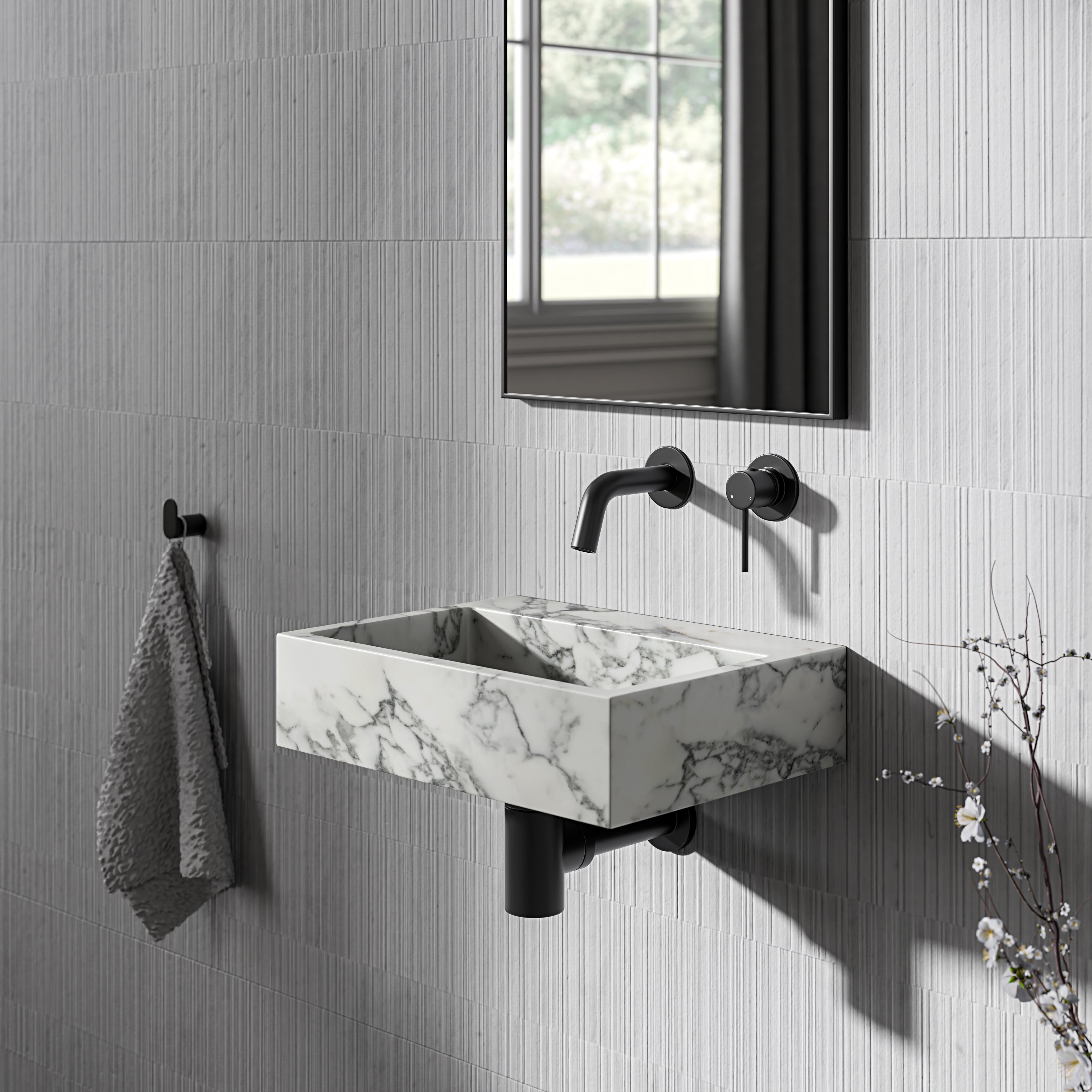 Figo Arabescato Marble Wall Hung Basin 400mm