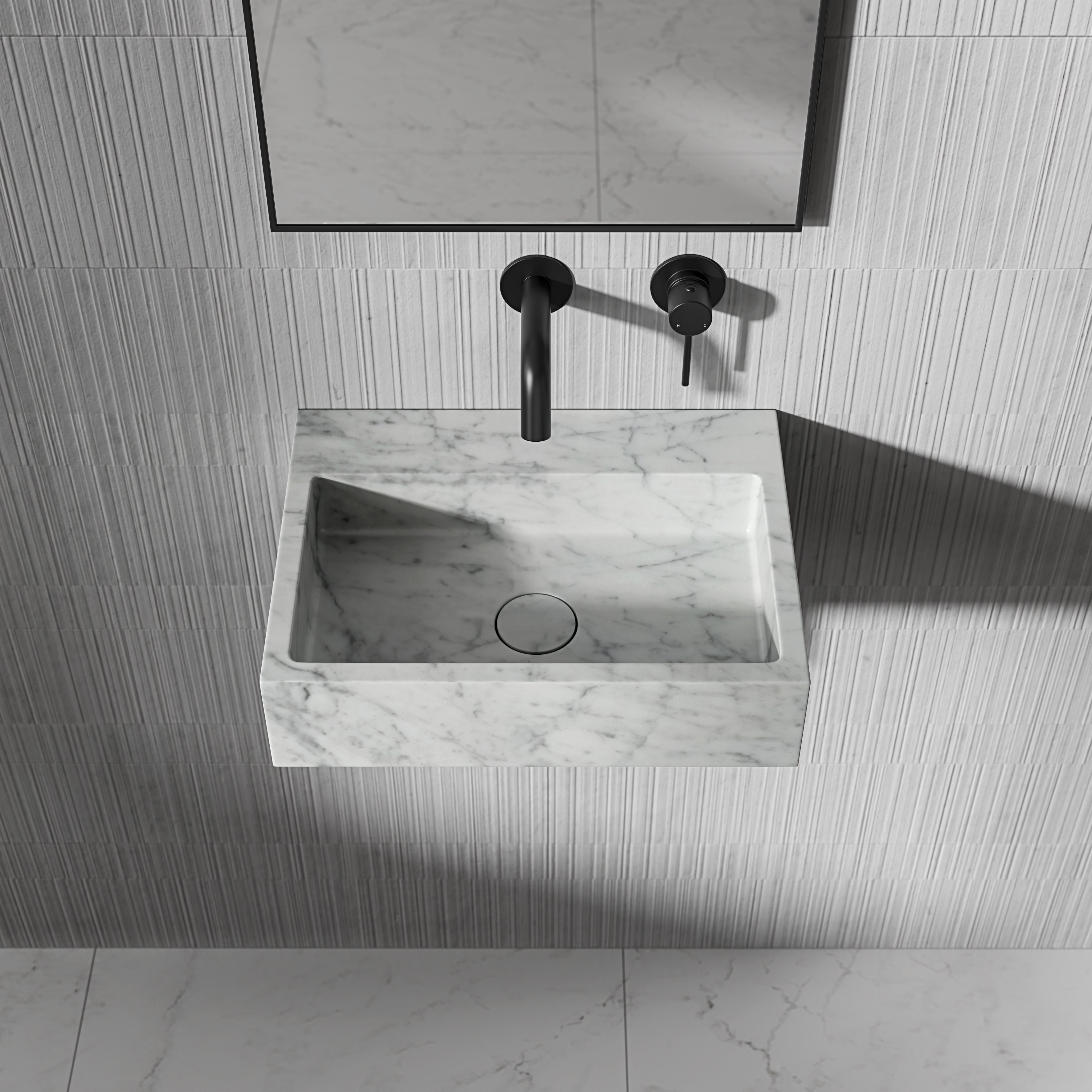 Figo Carrara Marble Wall Hung Basin 400mm