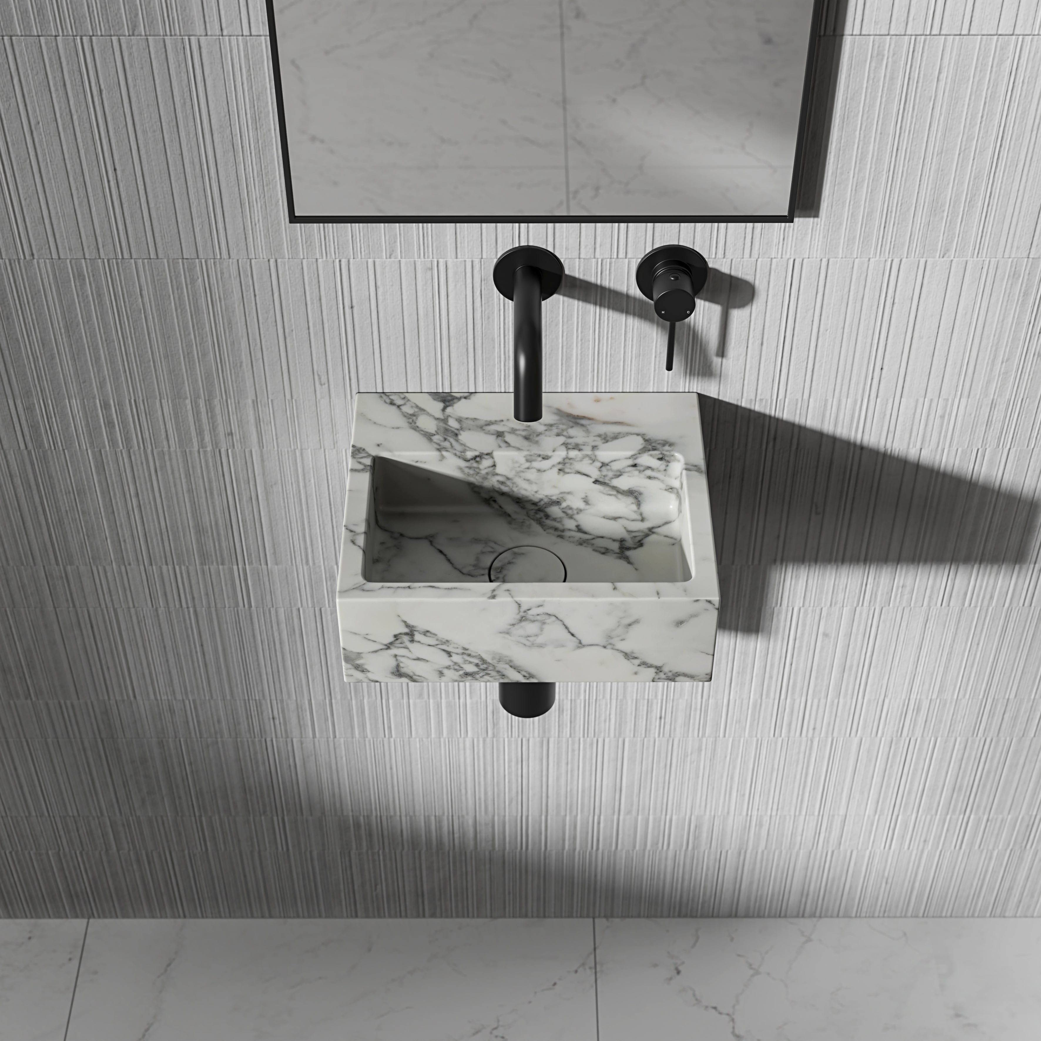 Nuvola Arabescato Marble Wall Hung Basin 300mm