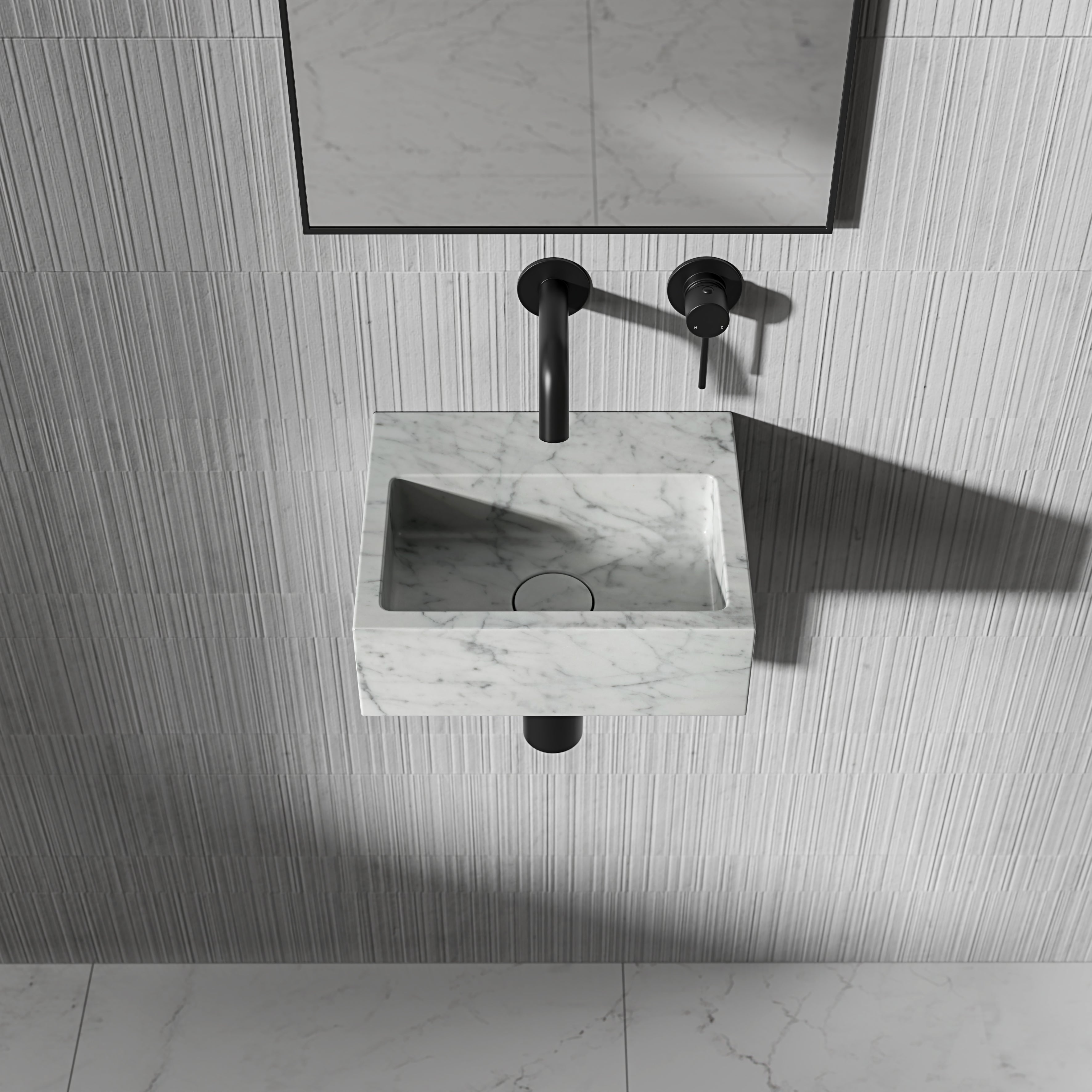 Nuvola Carrara Marble Wall Hung Basin 300mm