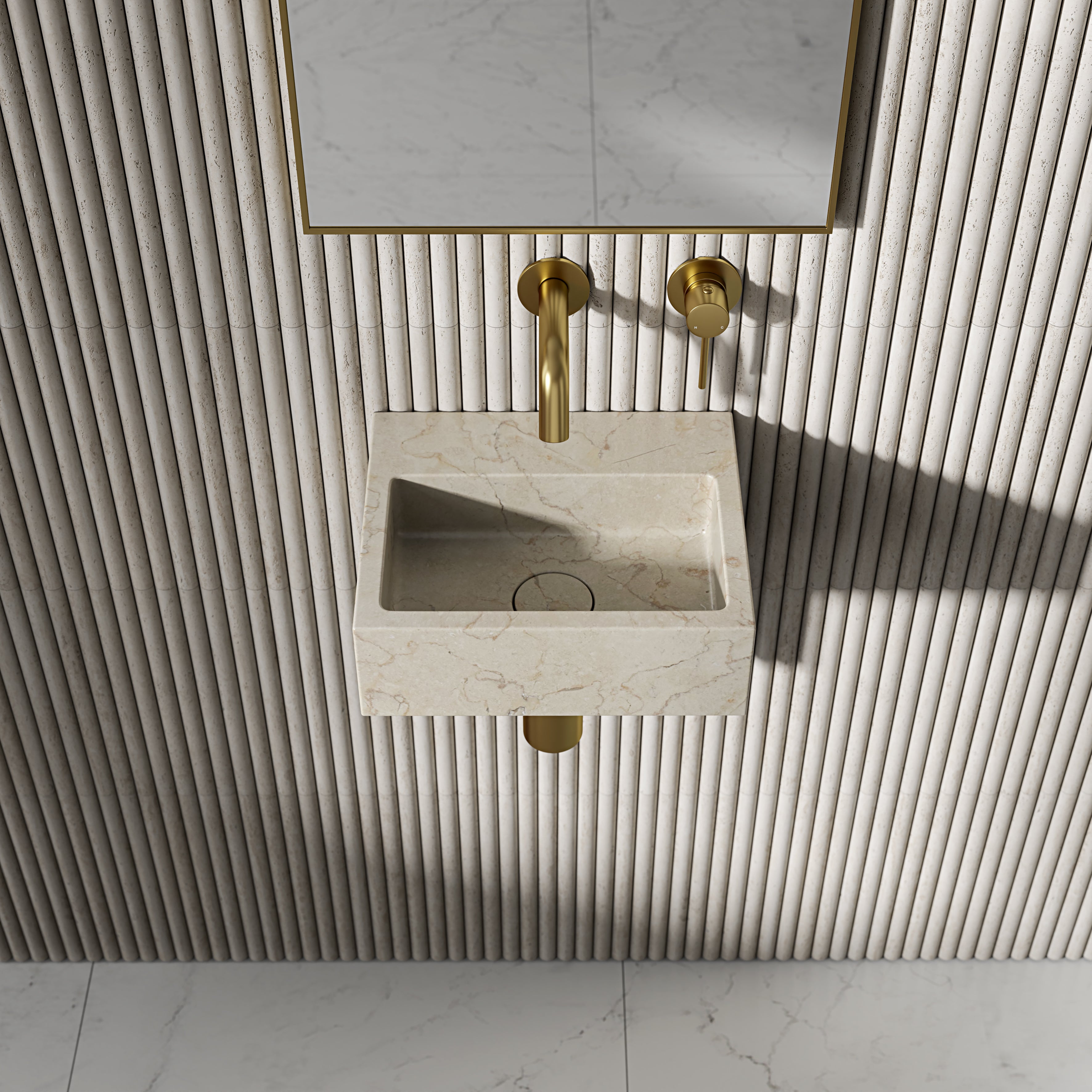 Nuvola Crema Marfil Marble Wall Hung Basin 300mm