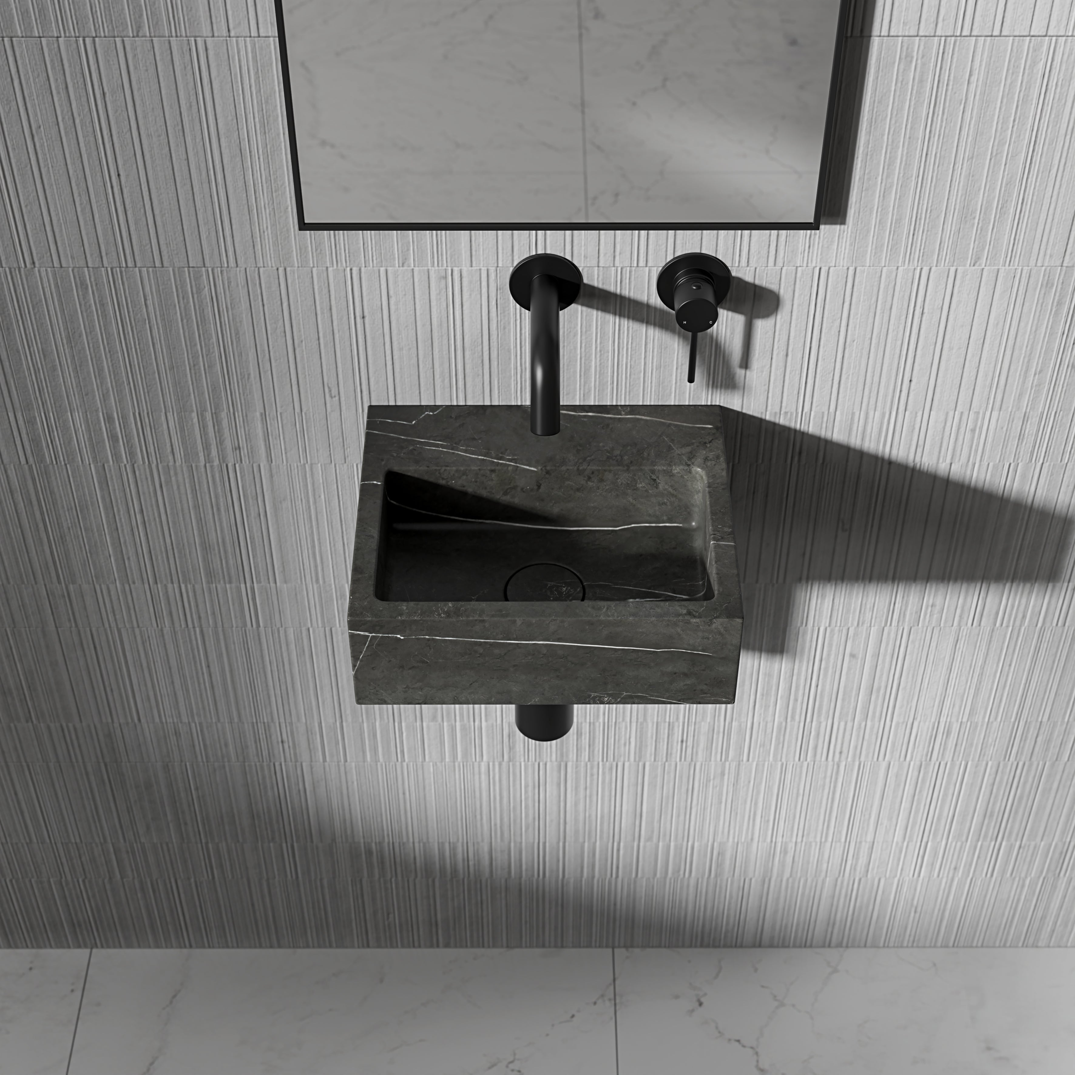 Nuvola Pietra Grey Marble Wall Hung Basin 300mm