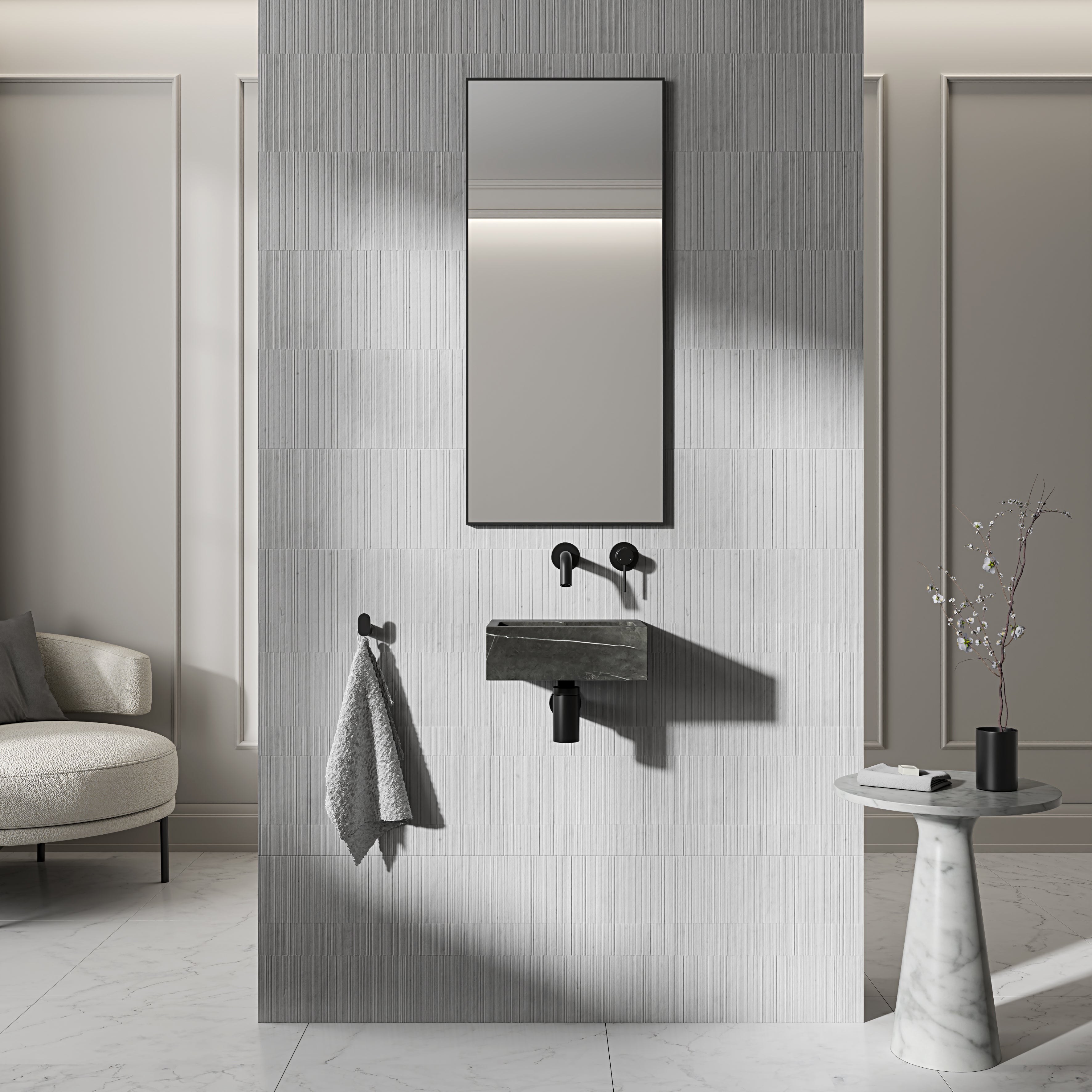 Nuvola Pietra Grey Marble Wall Hung Basin 300mm