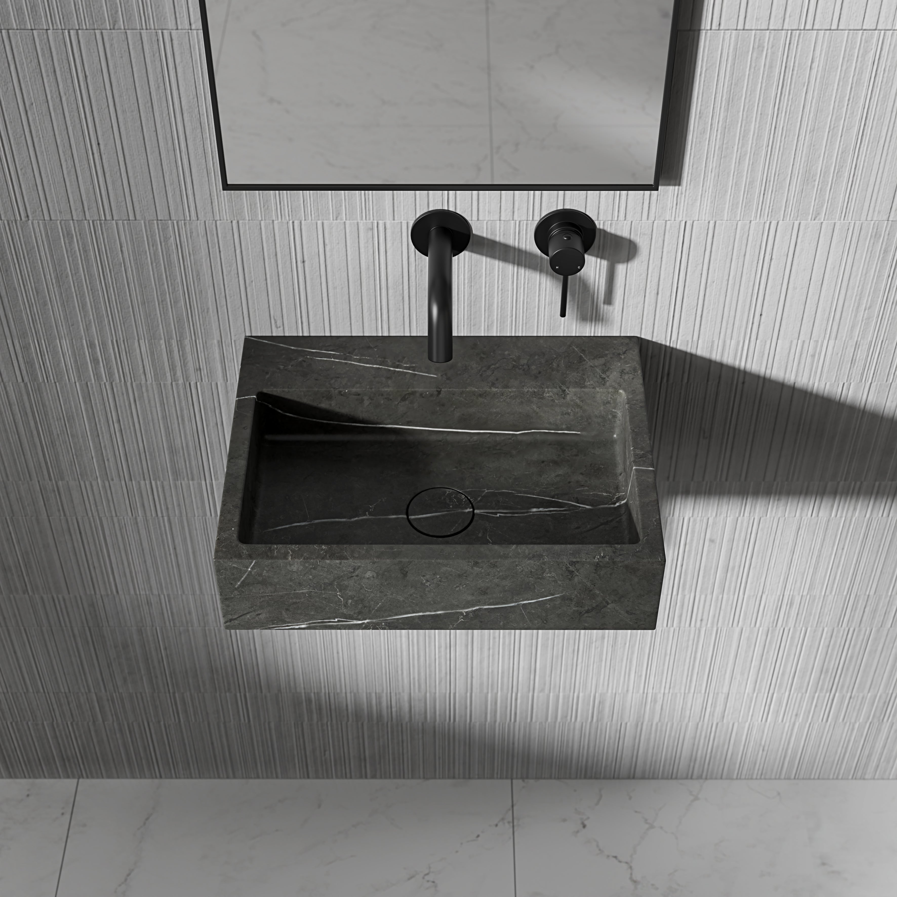 Figo Pietra Grey Marble Wall Hung Basin 400mm