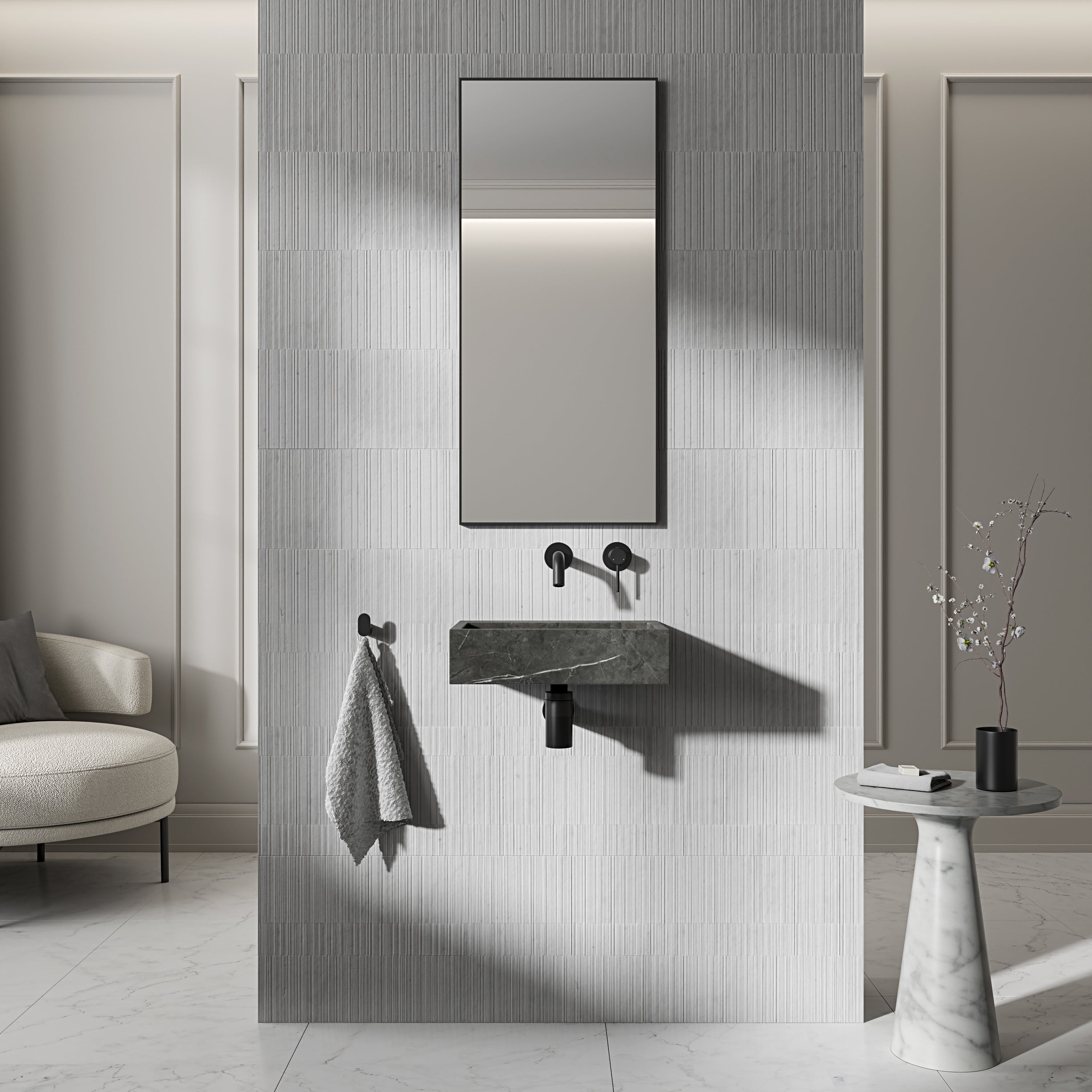 Figo Pietra Grey Marble Wall Hung Basin 400mm