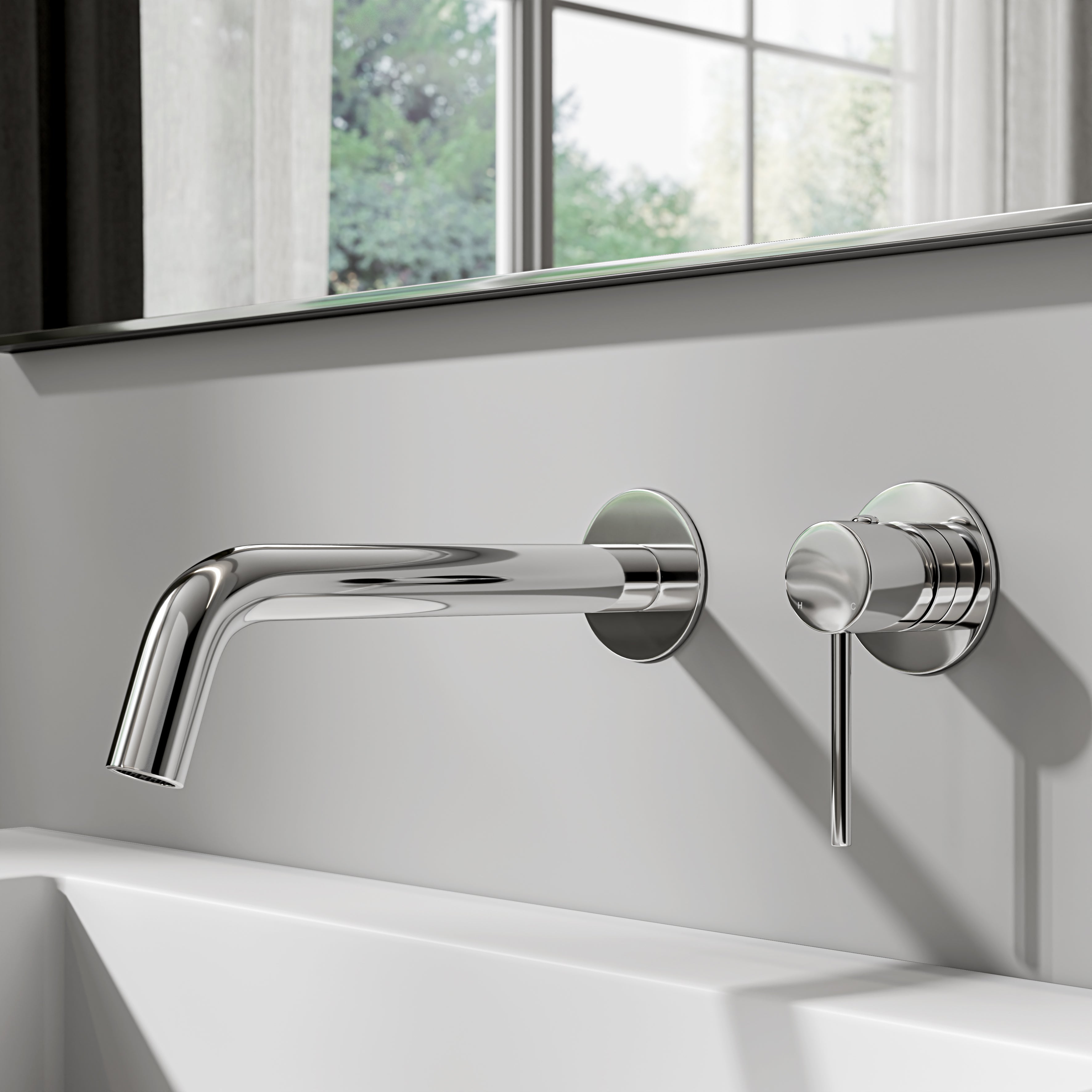 Nuvo Chrome Wall Mounted Basin Mixer Tap