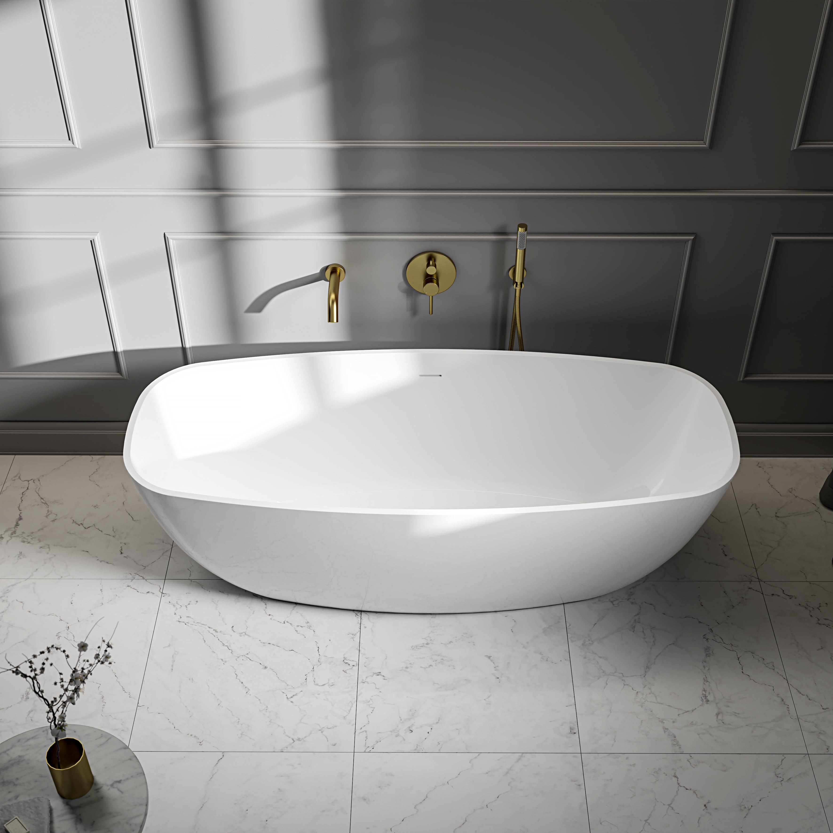 Wheatley Freestanding White Stone Bath 1700mm