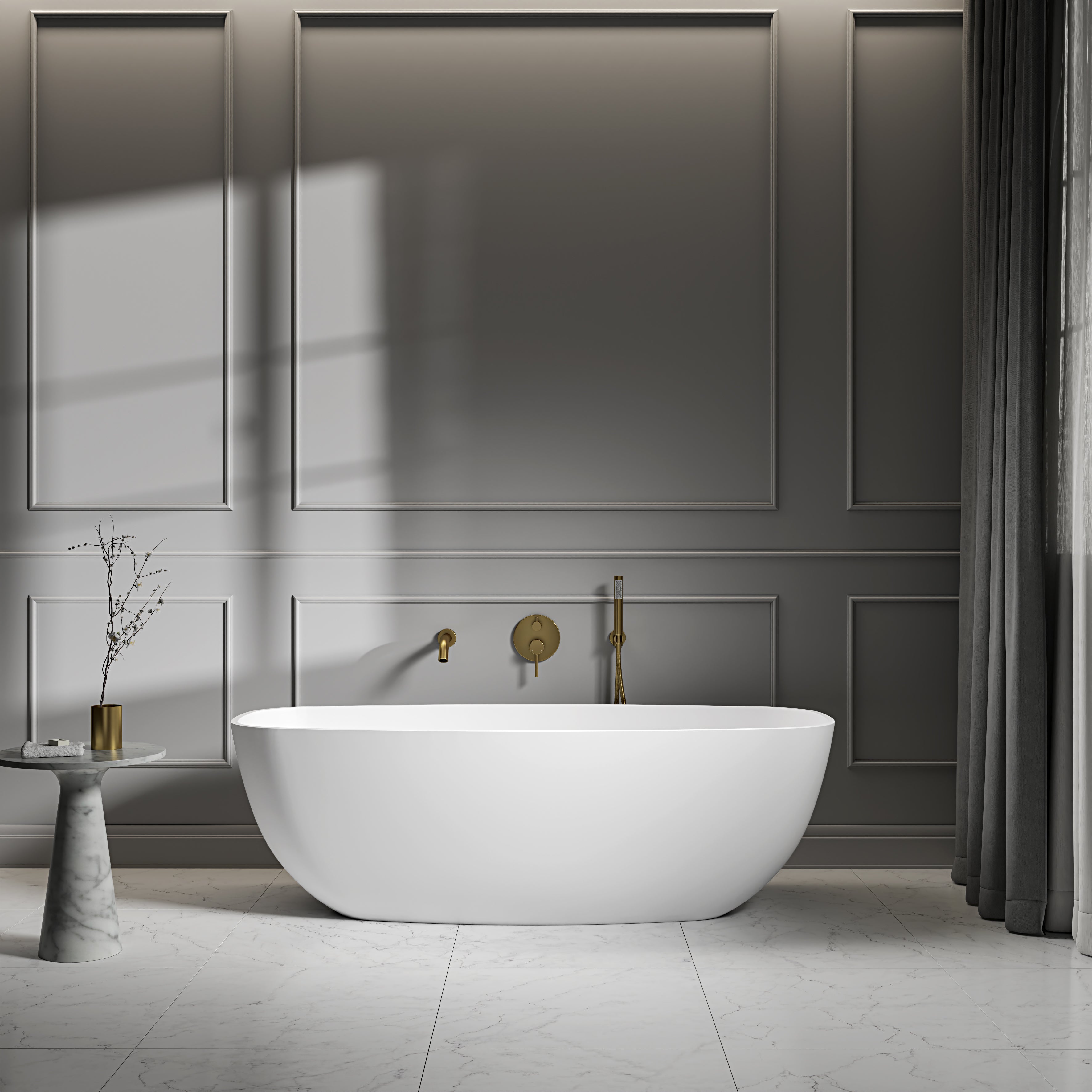 Wheatley Freestanding White Stone Bath 1700mm