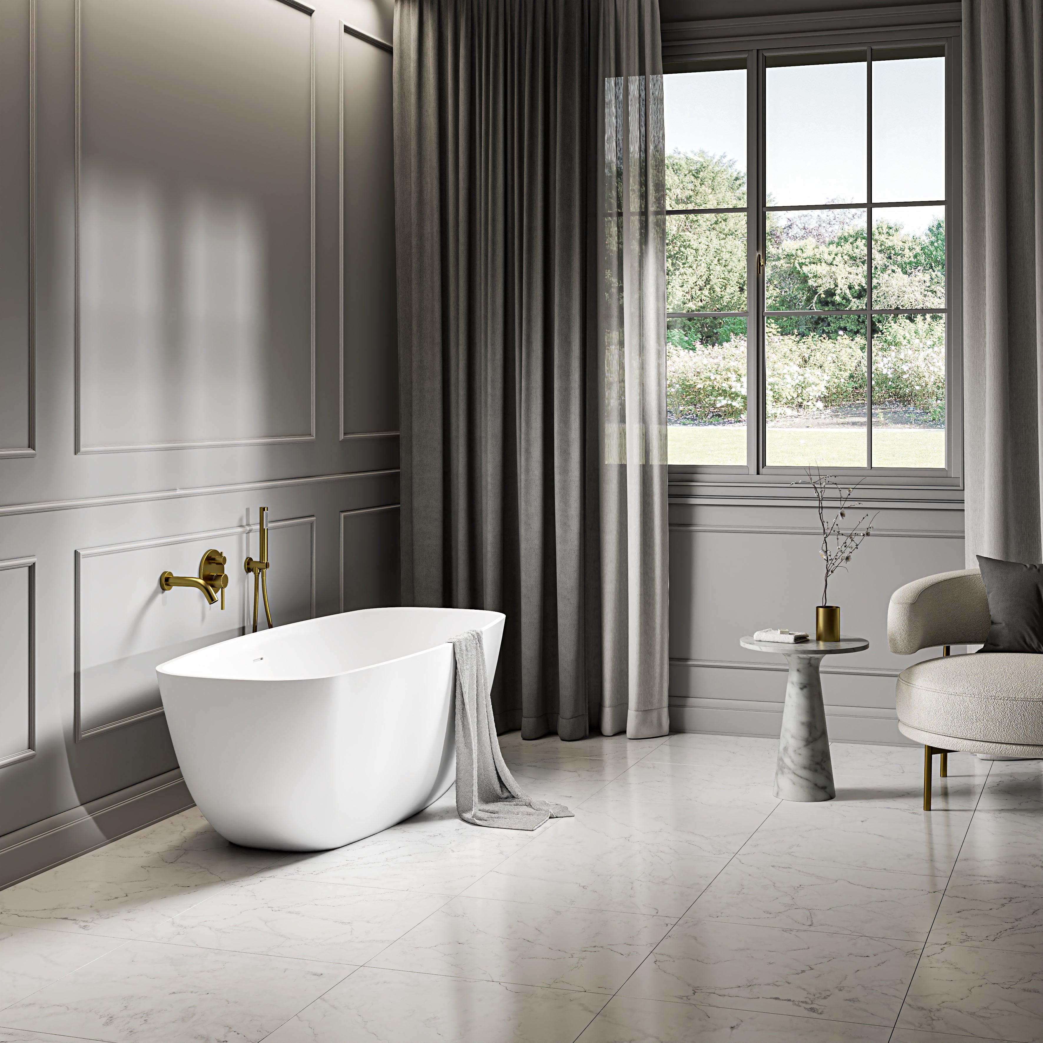 Wheatley Freestanding White Stone Bath 1700mm